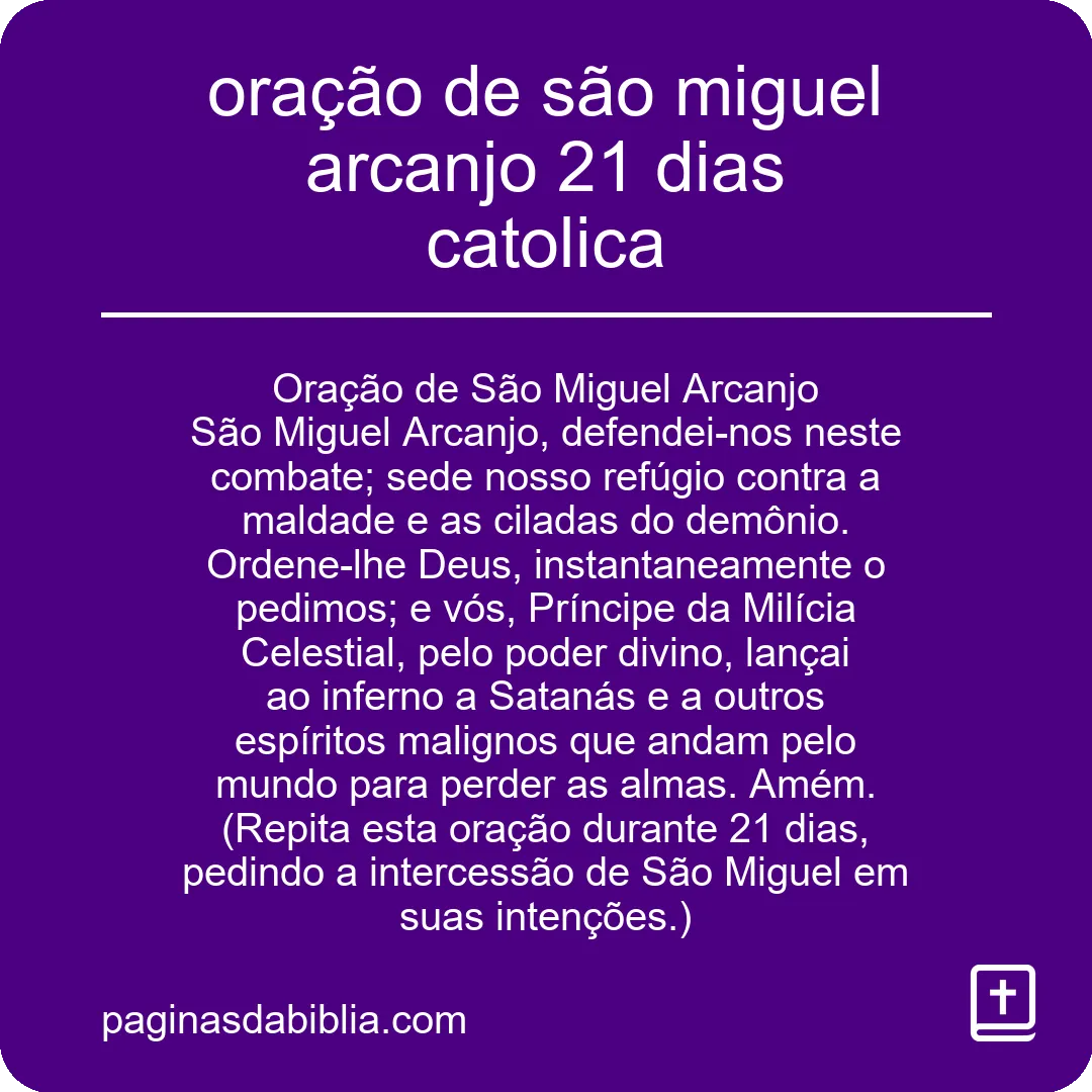 oração de são miguel arcanjo 21 dias catolica