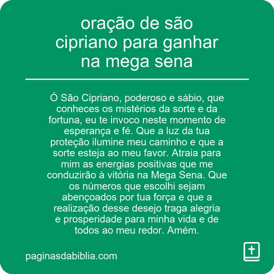 oração de são cipriano para ganhar na mega sena