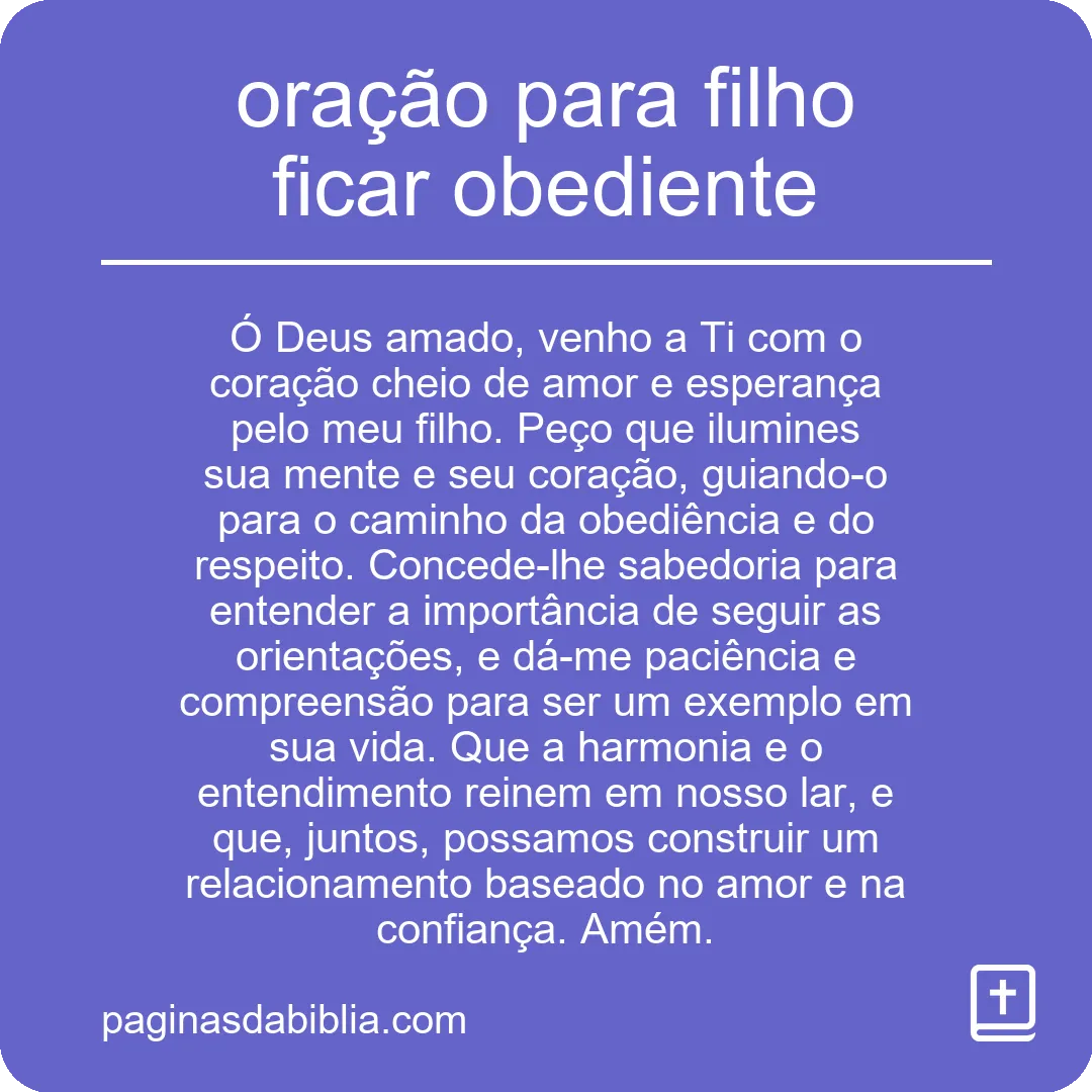 oração para filho ficar obediente