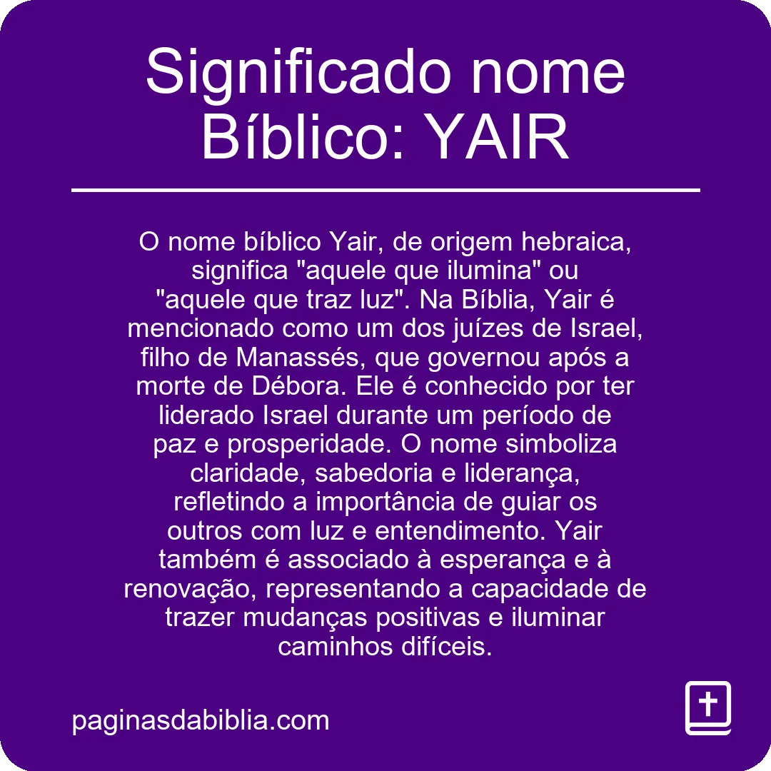 Significado nome Bíblico: YAIR