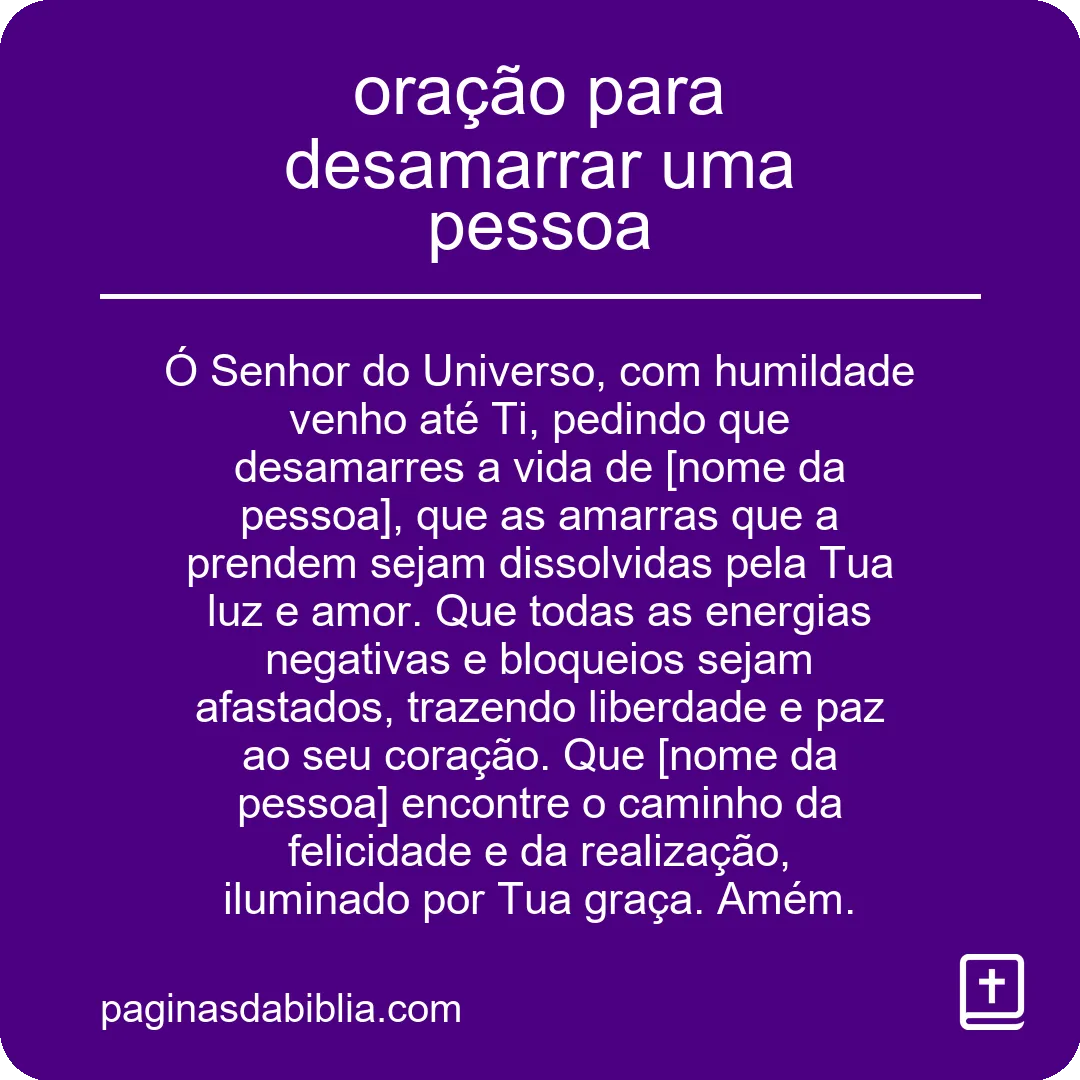 oração para desamarrar uma pessoa