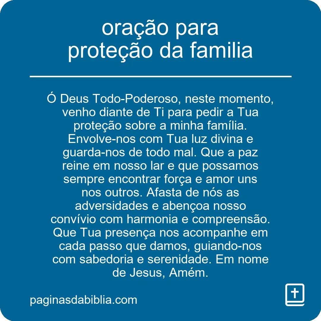 oração para proteção da familia