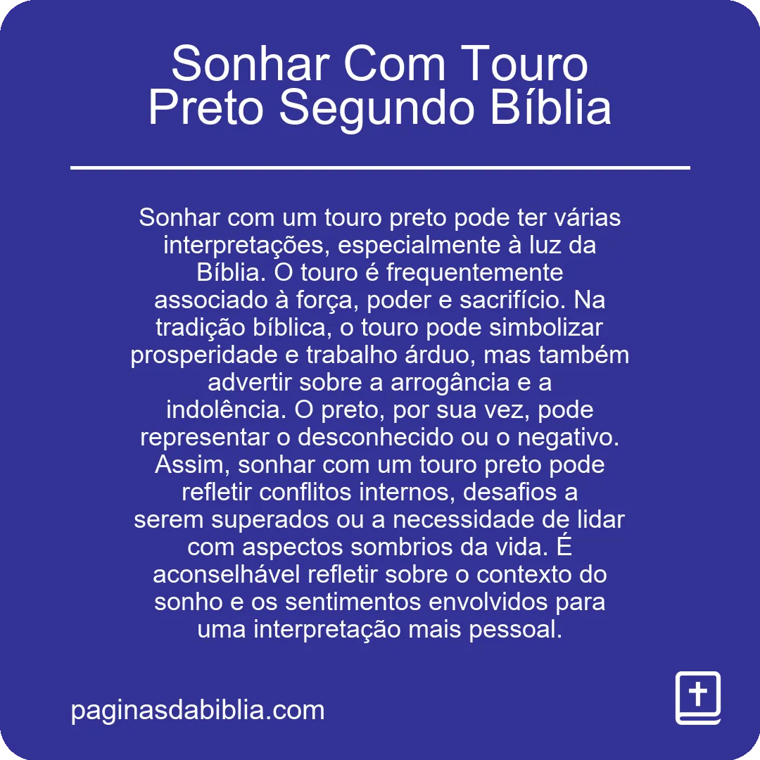 Sonhar Com Touro Preto Segundo Bíblia