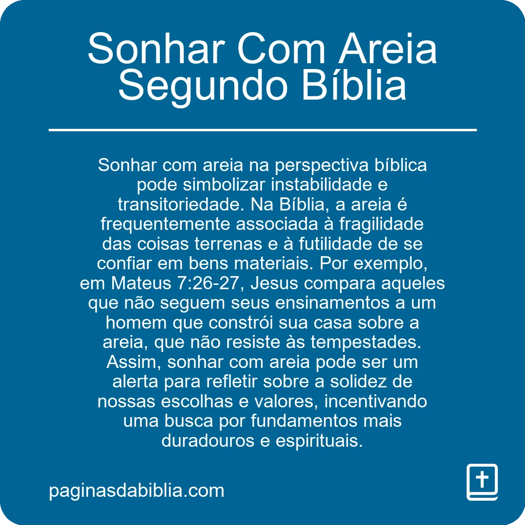 Sonhar Com Areia Segundo Bíblia