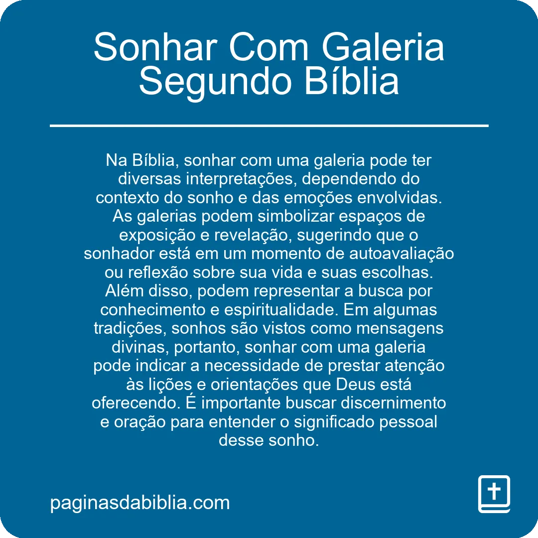 Sonhar Com Galeria Segundo Bíblia