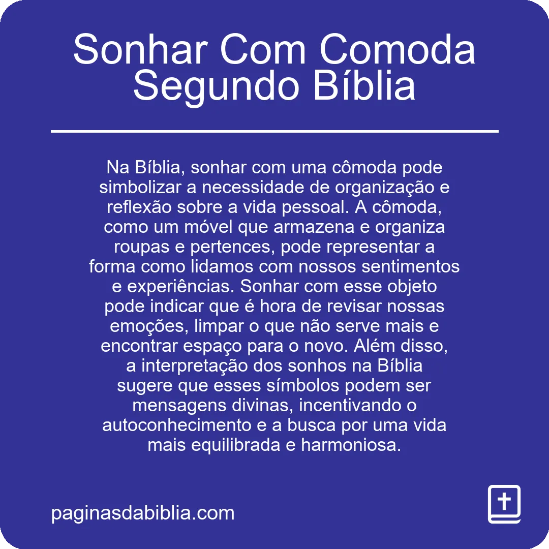 Sonhar Com Comoda Segundo Bíblia