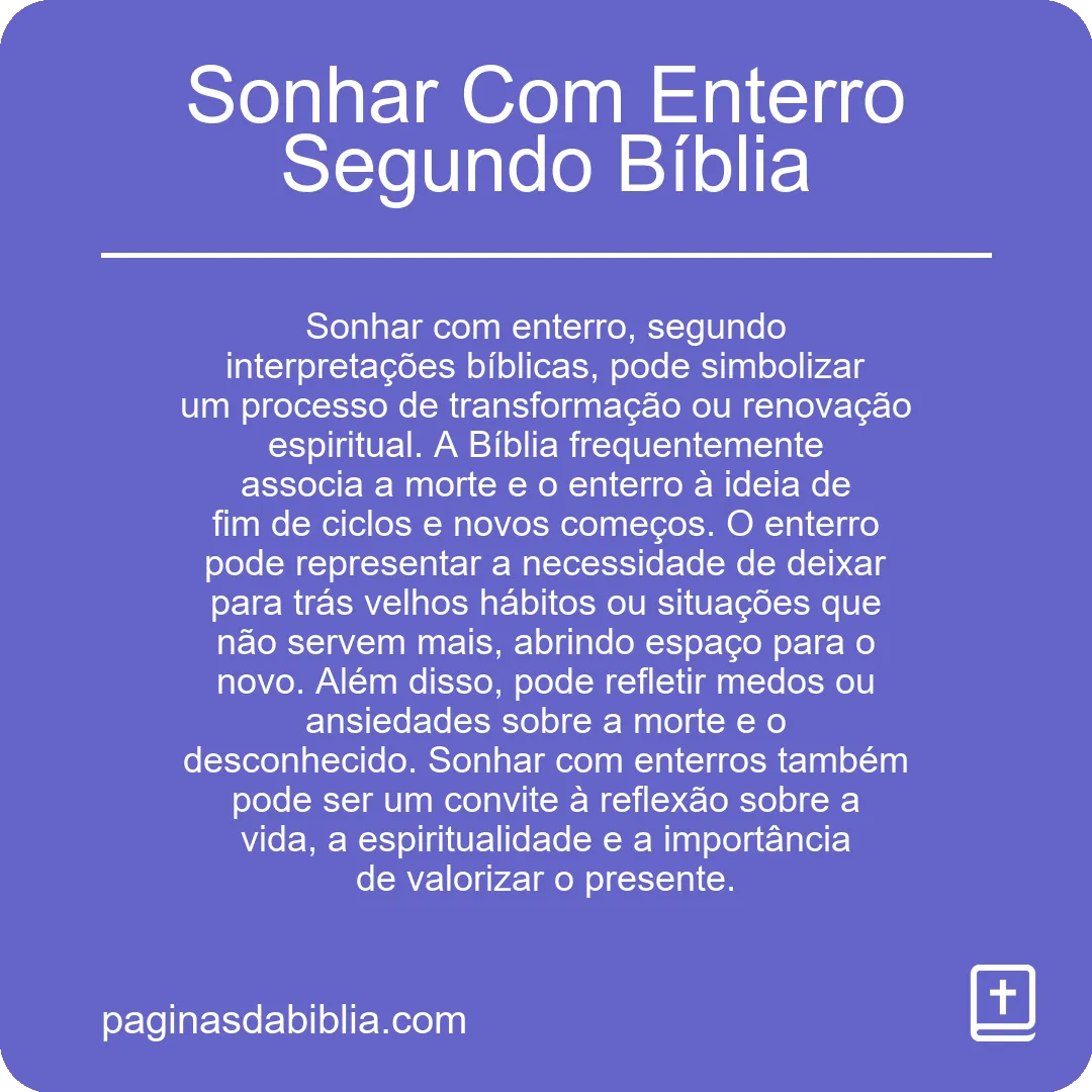 Sonhar Com Enterro Segundo Bíblia