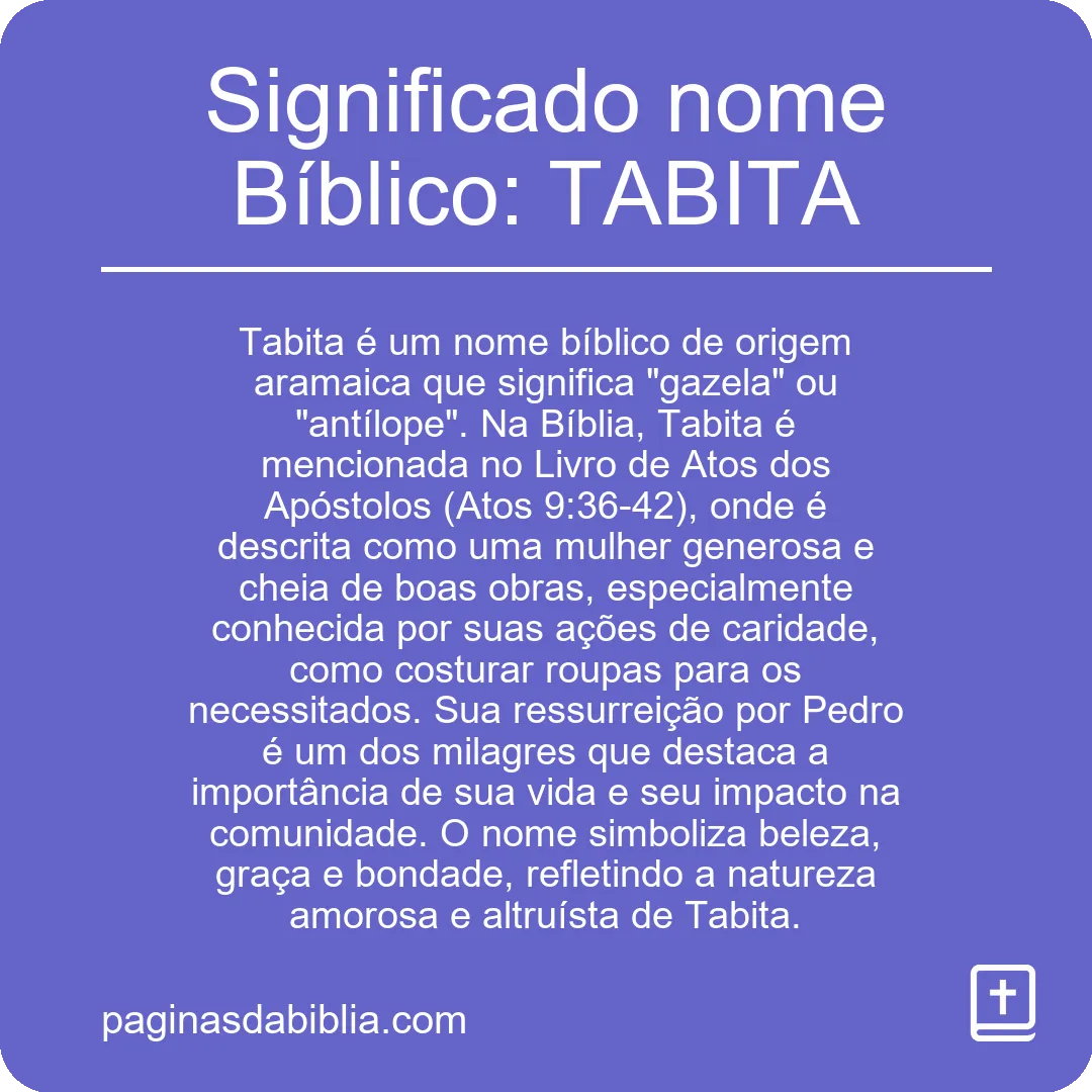 Significado nome Bíblico: TABITA