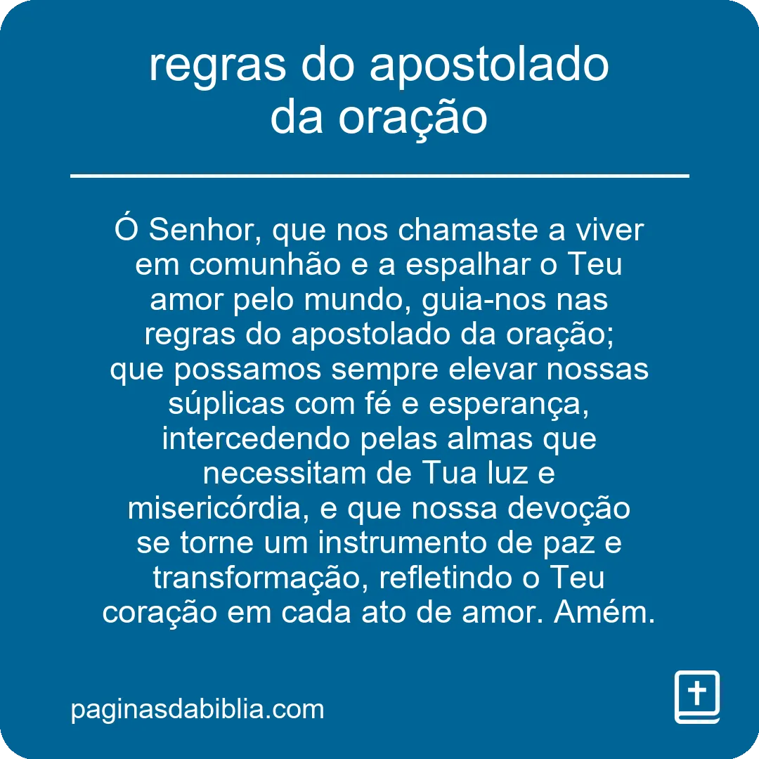 regras do apostolado da oração