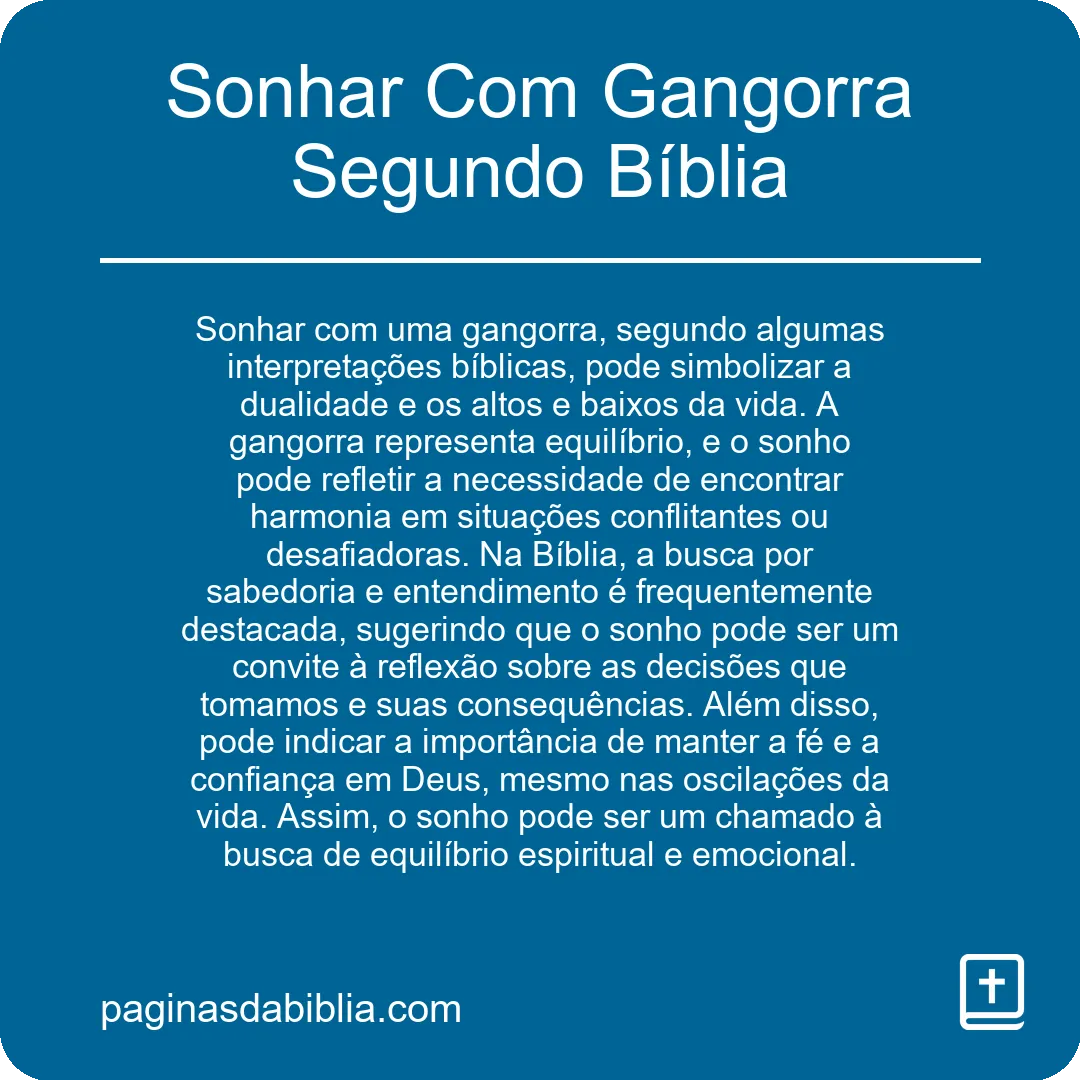 Sonhar Com Gangorra Segundo Bíblia