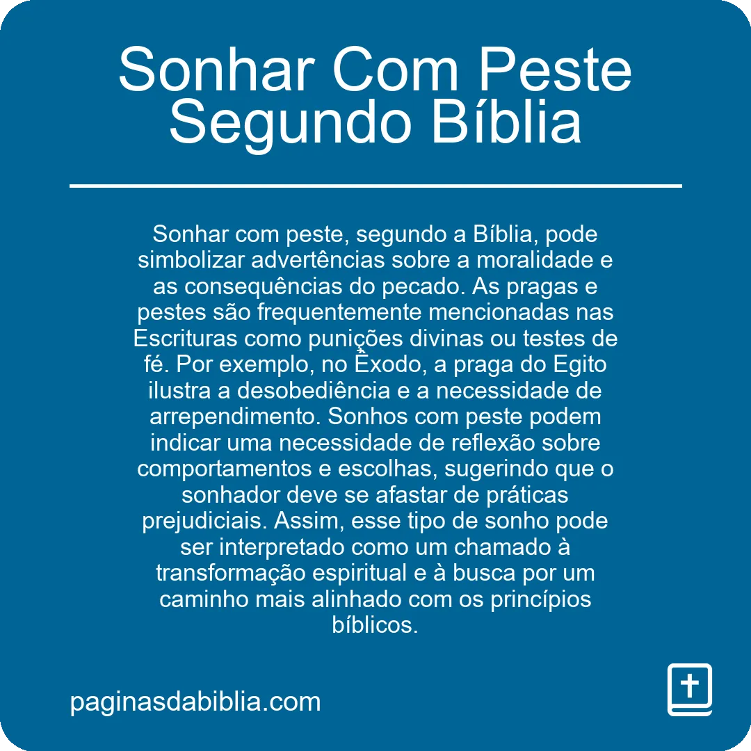 Sonhar Com Peste Segundo Bíblia