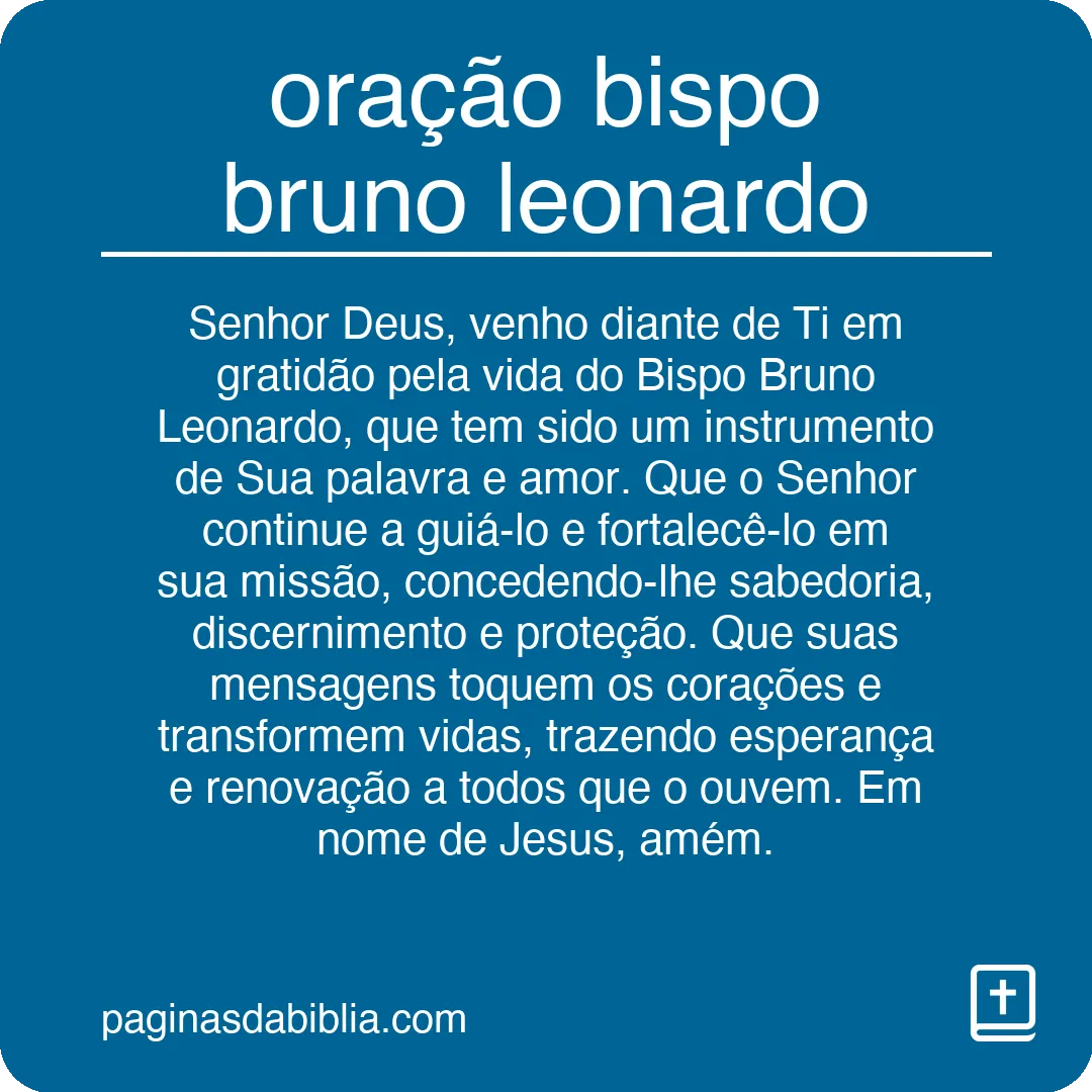 oração bispo bruno leonardo