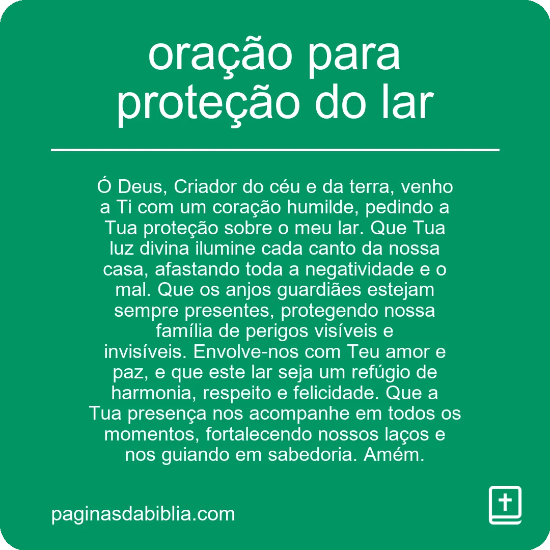 oração para proteção do lar