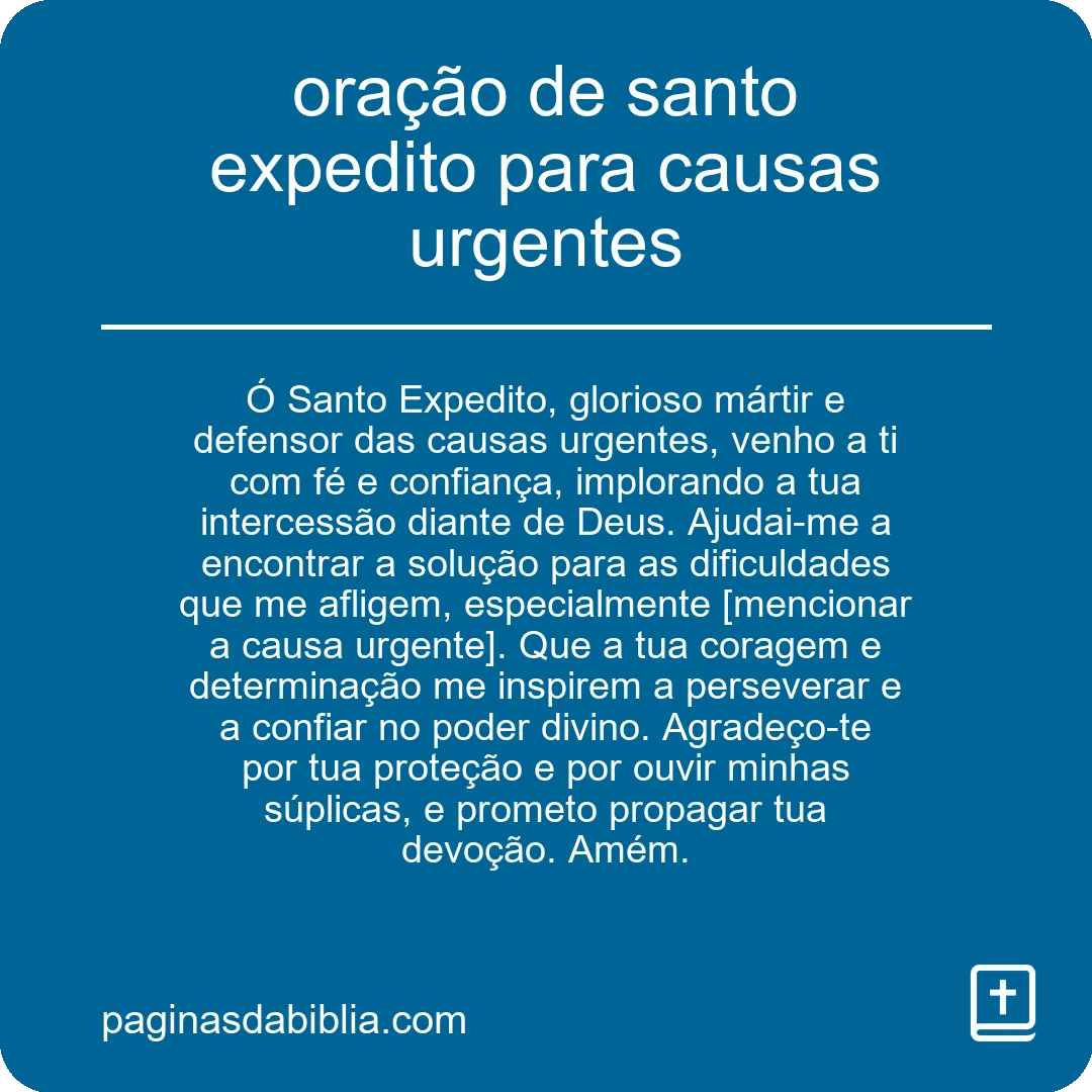 oração de santo expedito para causas urgentes