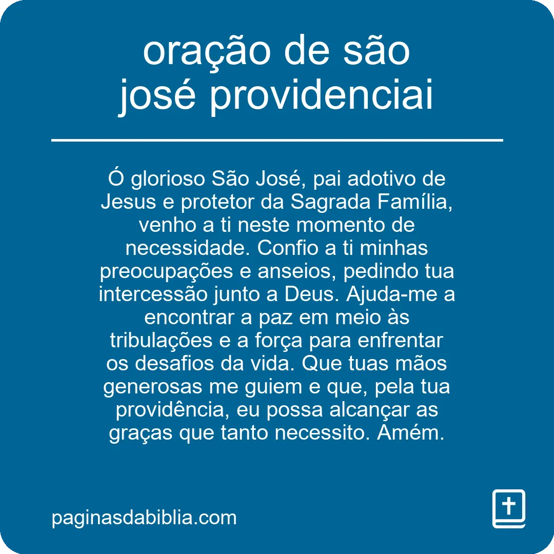 oração de são josé providenciai