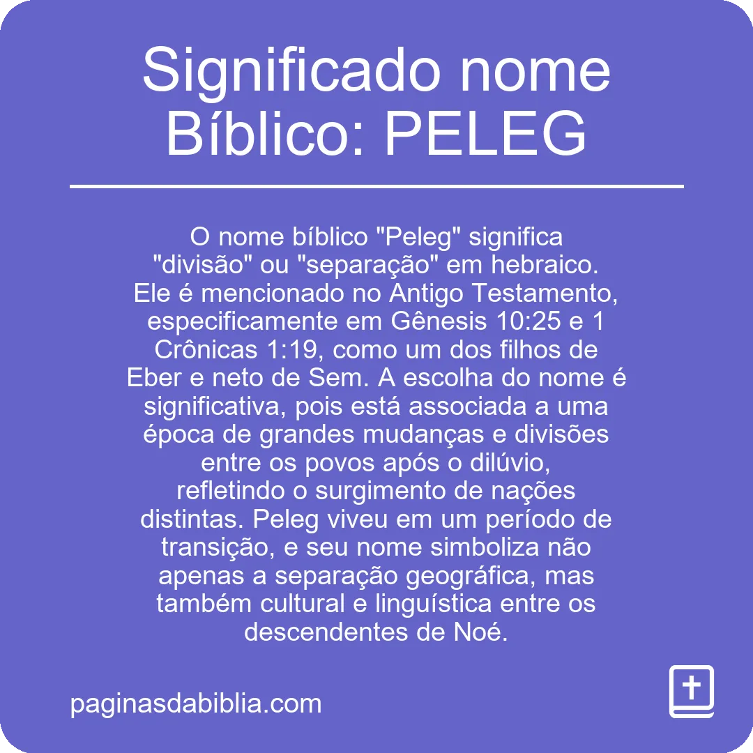 Significado nome Bíblico: PELEG