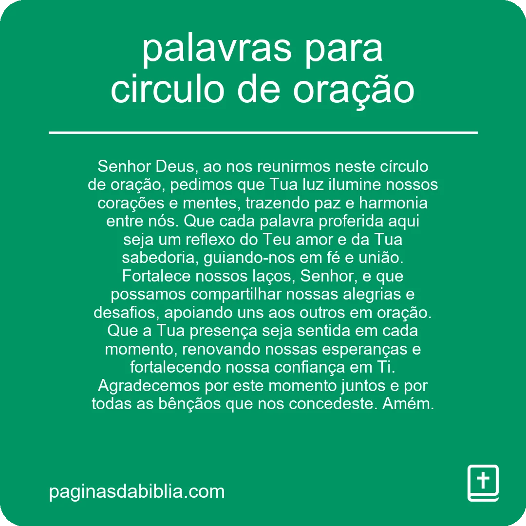 palavras para circulo de oração