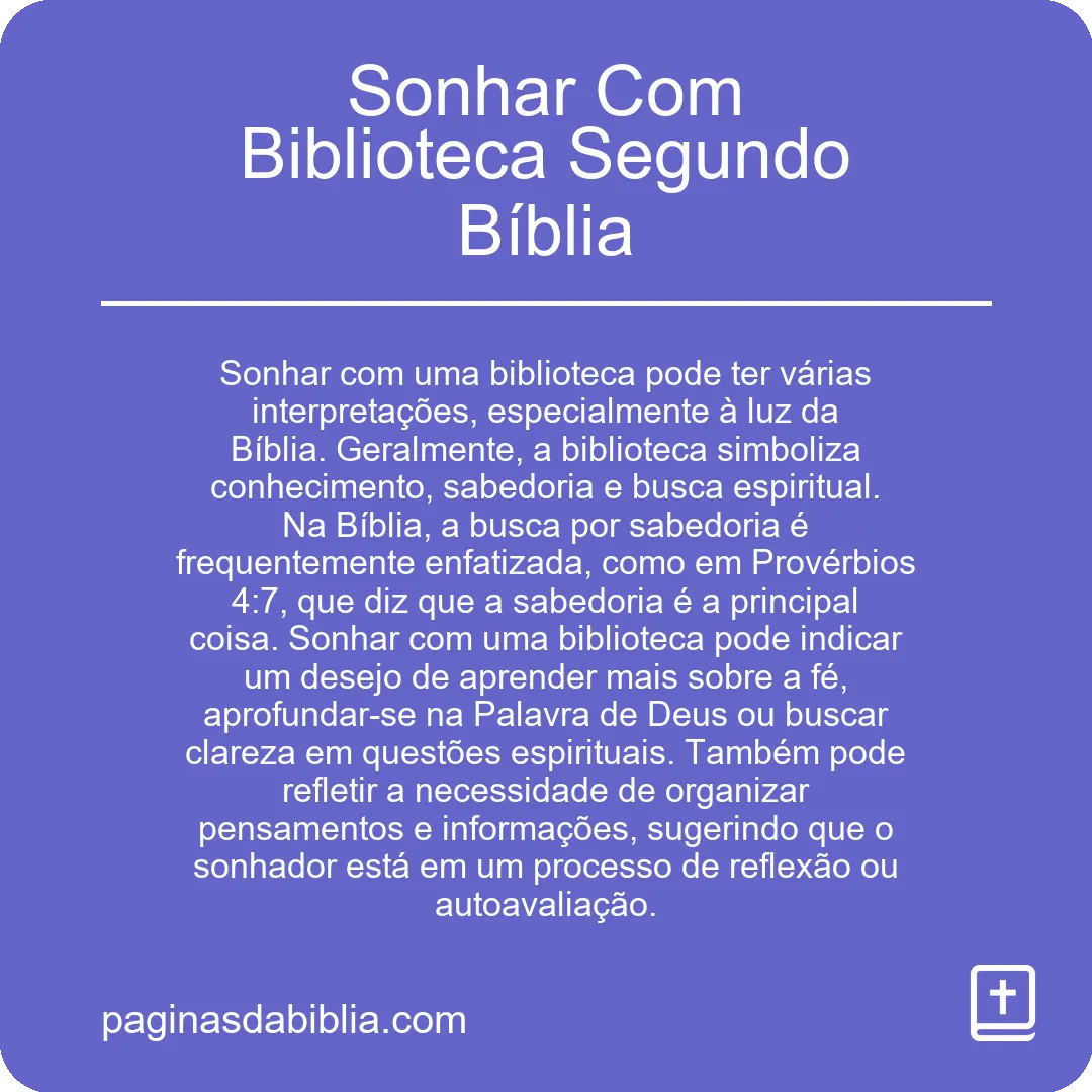 Sonhar Com Biblioteca Segundo Bíblia