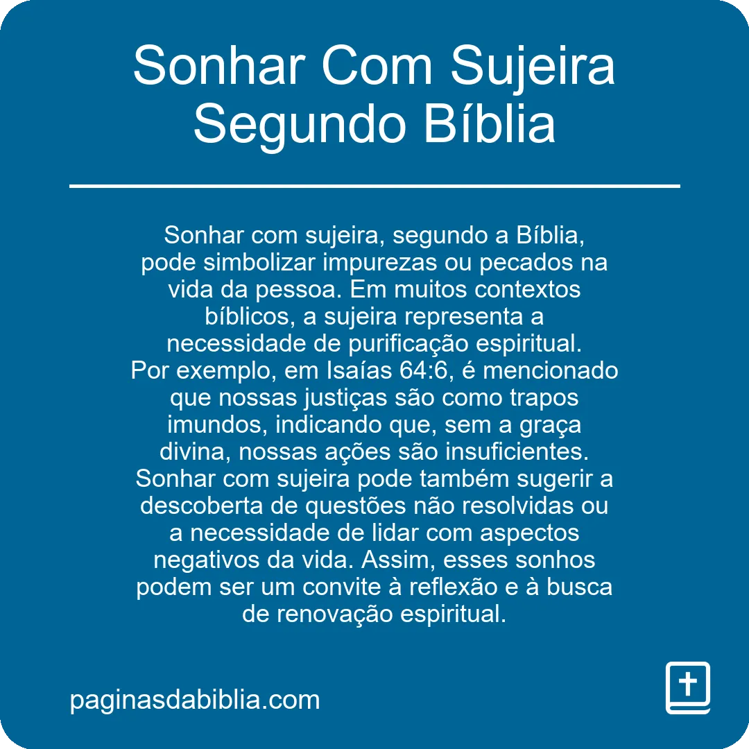 Sonhar Com Sujeira Segundo Bíblia