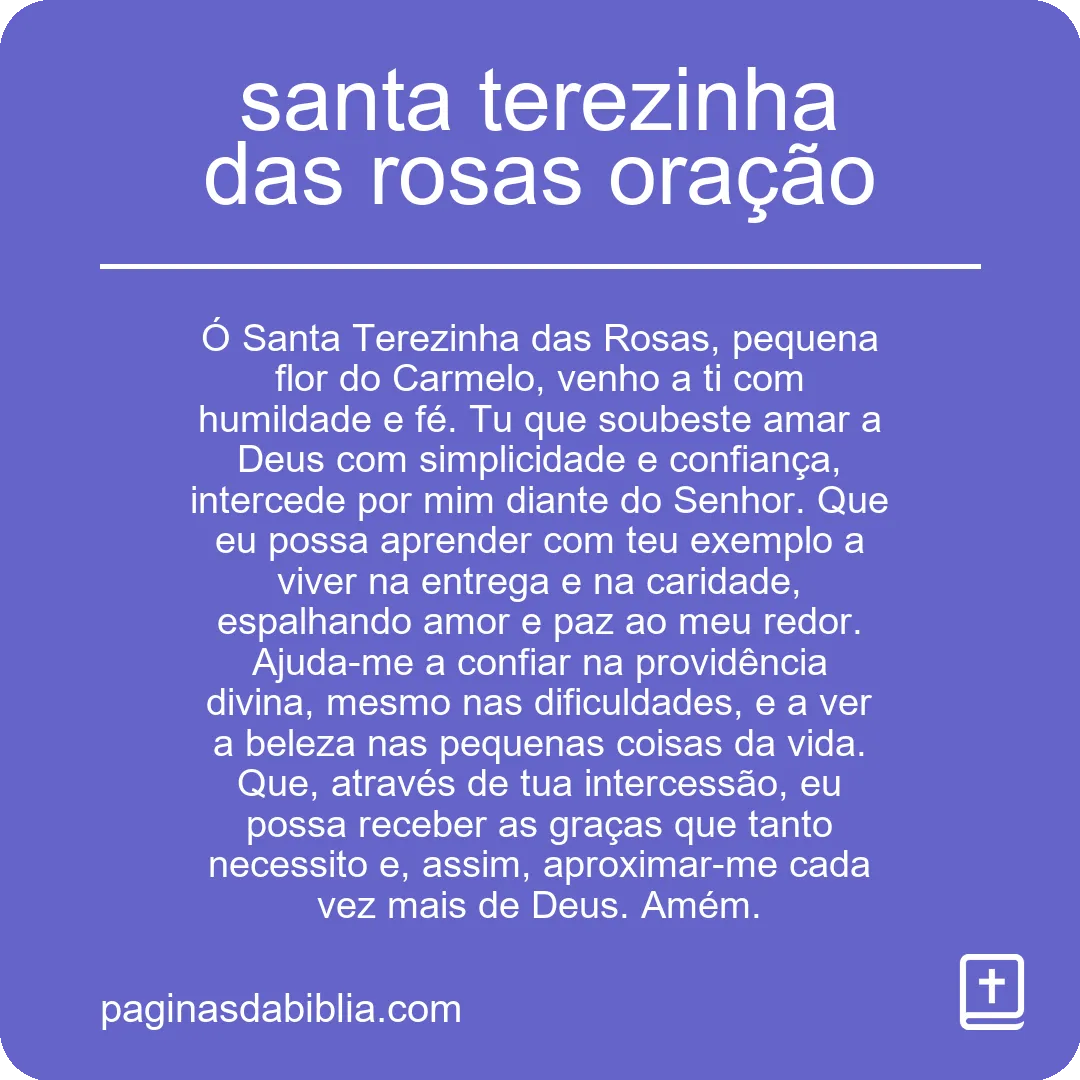 santa terezinha das rosas oração