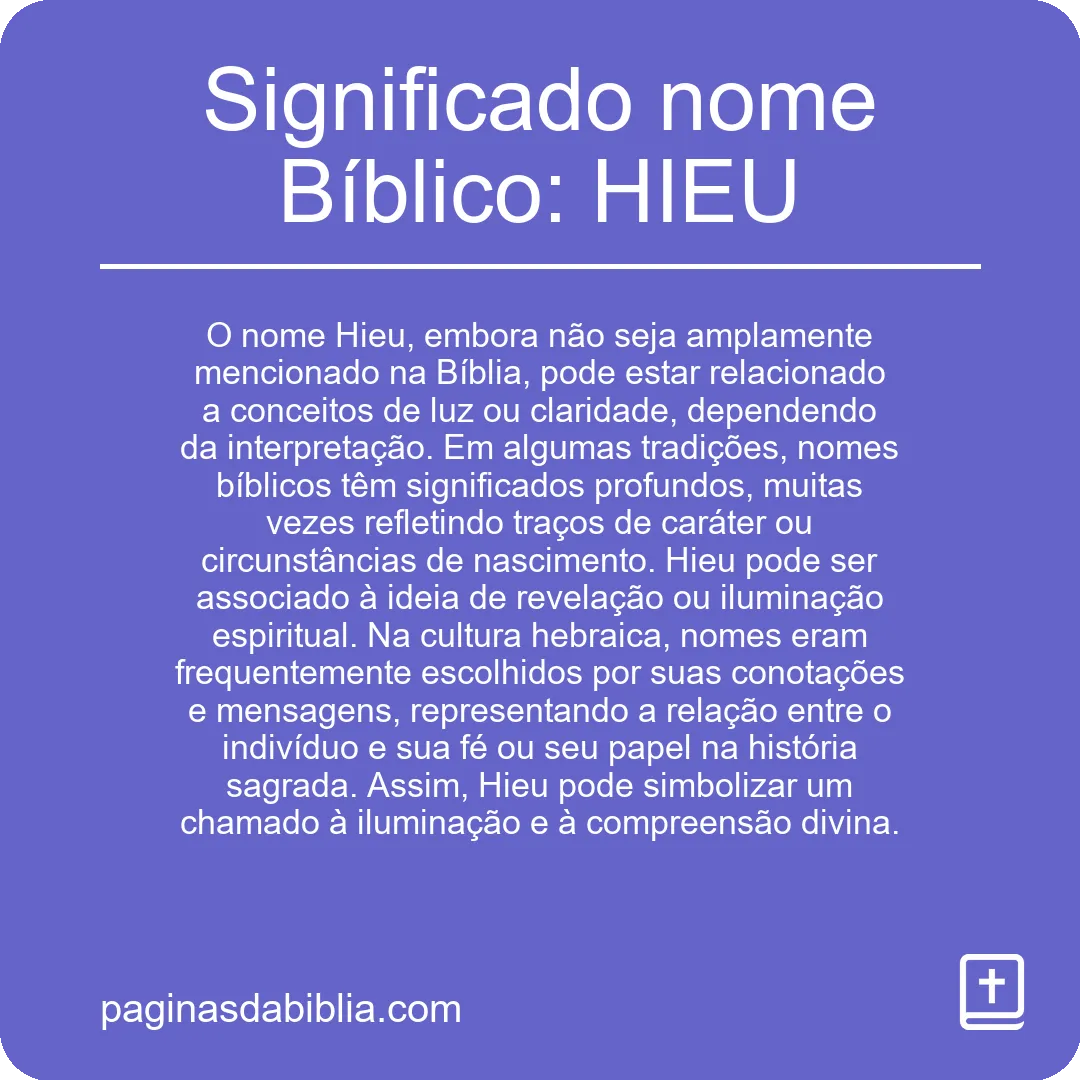 Significado nome Bíblico: HIEU