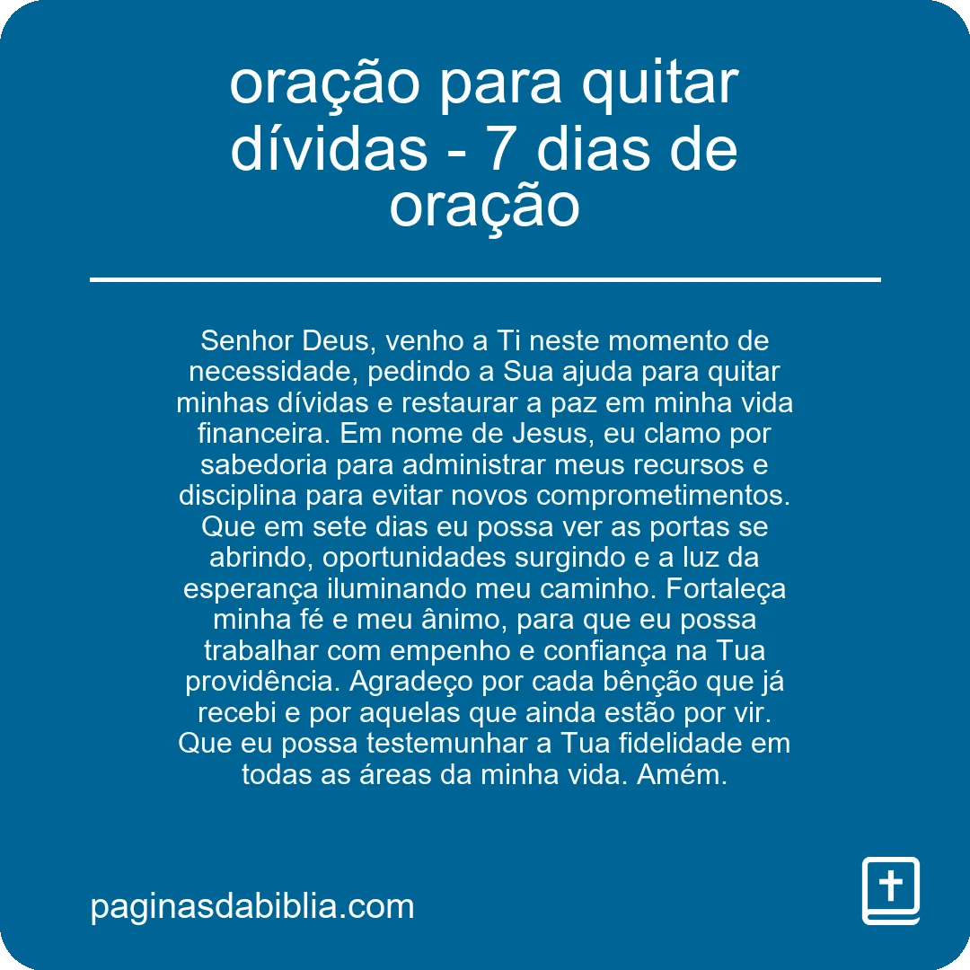 oração para quitar dívidas - 7 dias de oração