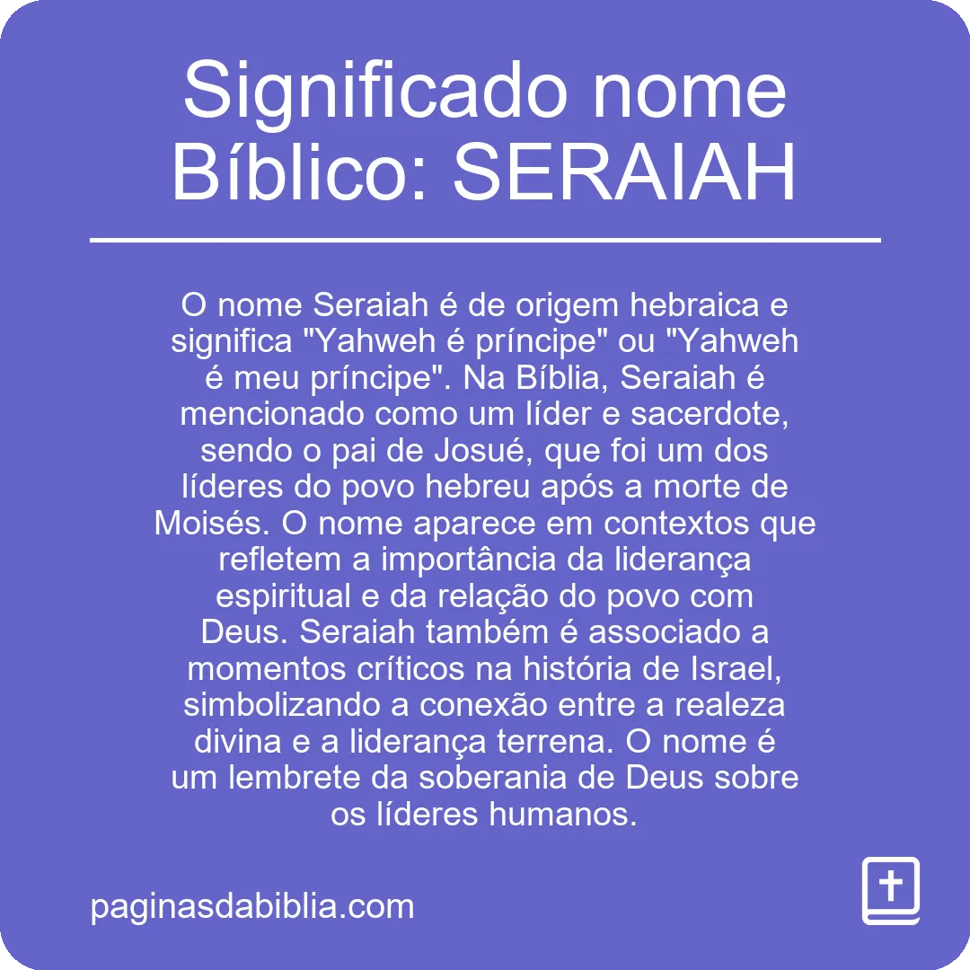 Significado nome Bíblico: SERAIAH