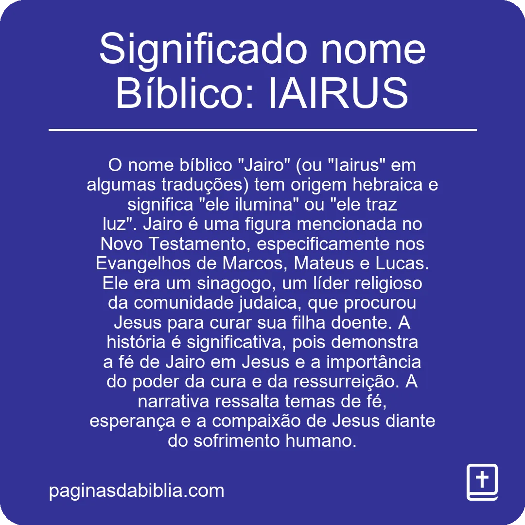 Significado nome Bíblico: IAIRUS