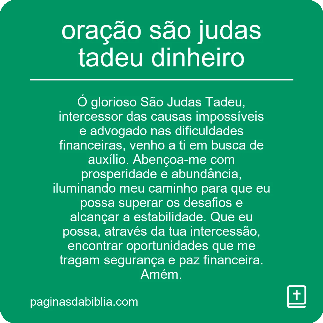 oração são judas tadeu dinheiro