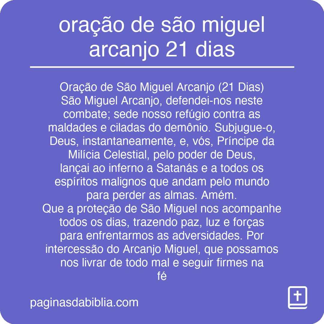 oração de são miguel arcanjo 21 dias