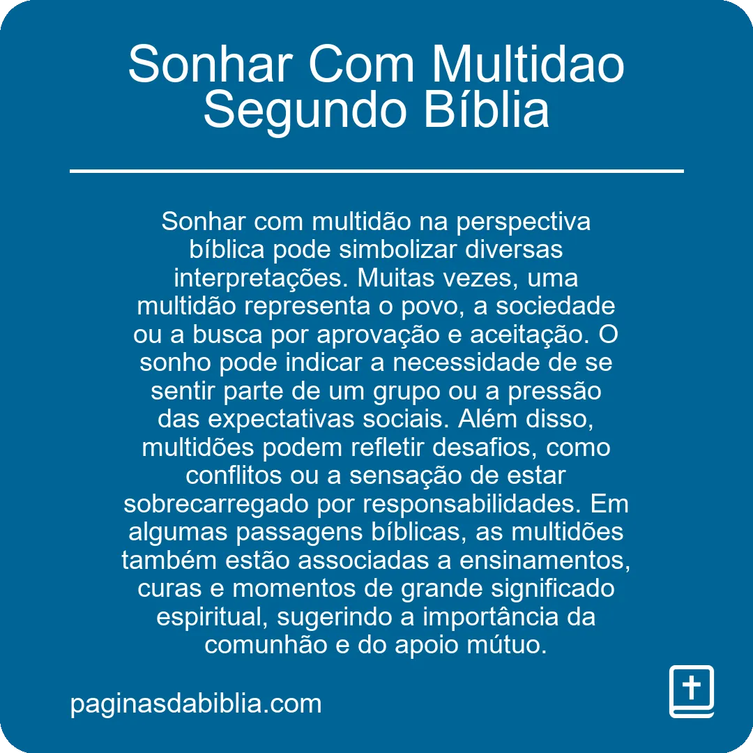 Sonhar Com Multidao Segundo Bíblia