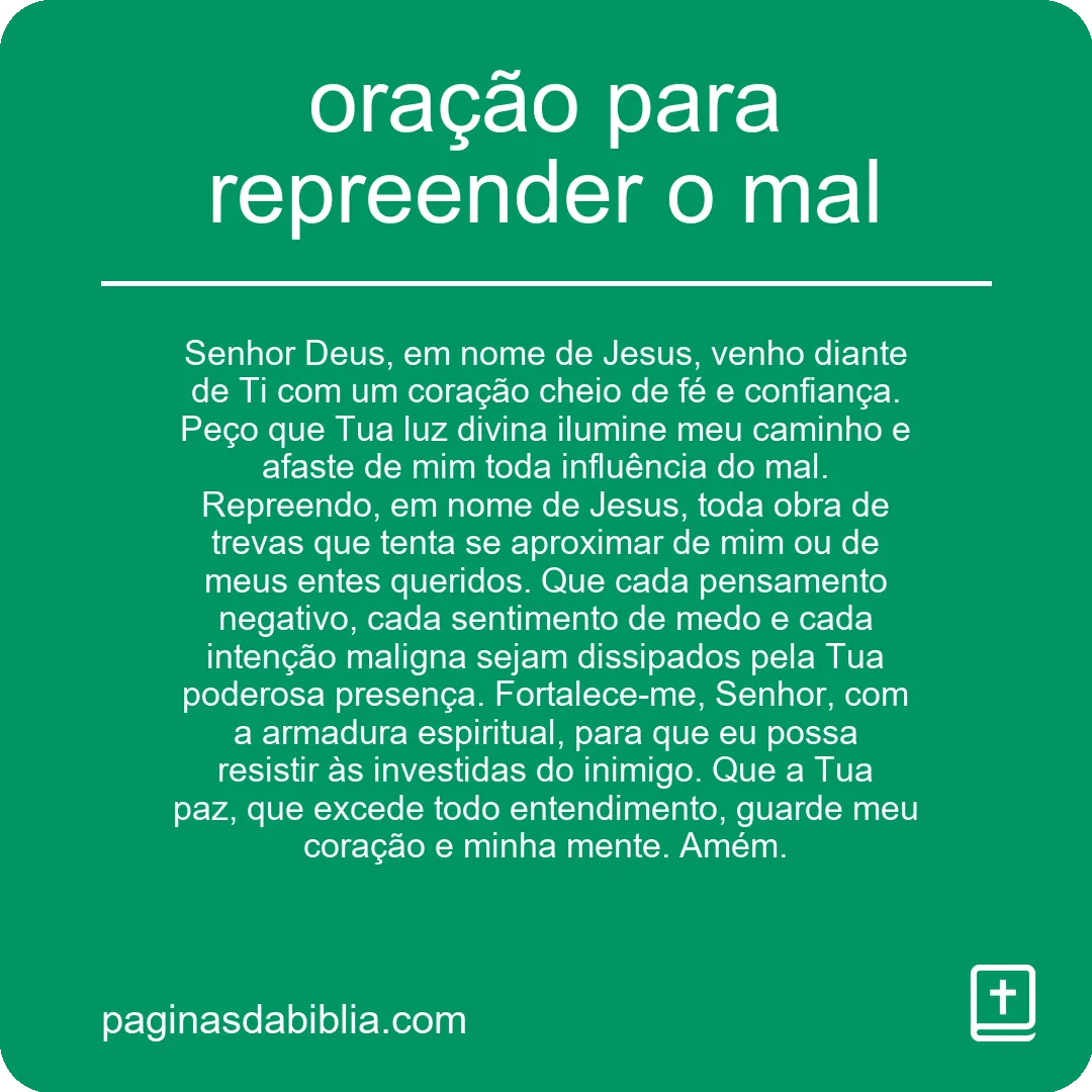 oração para repreender o mal