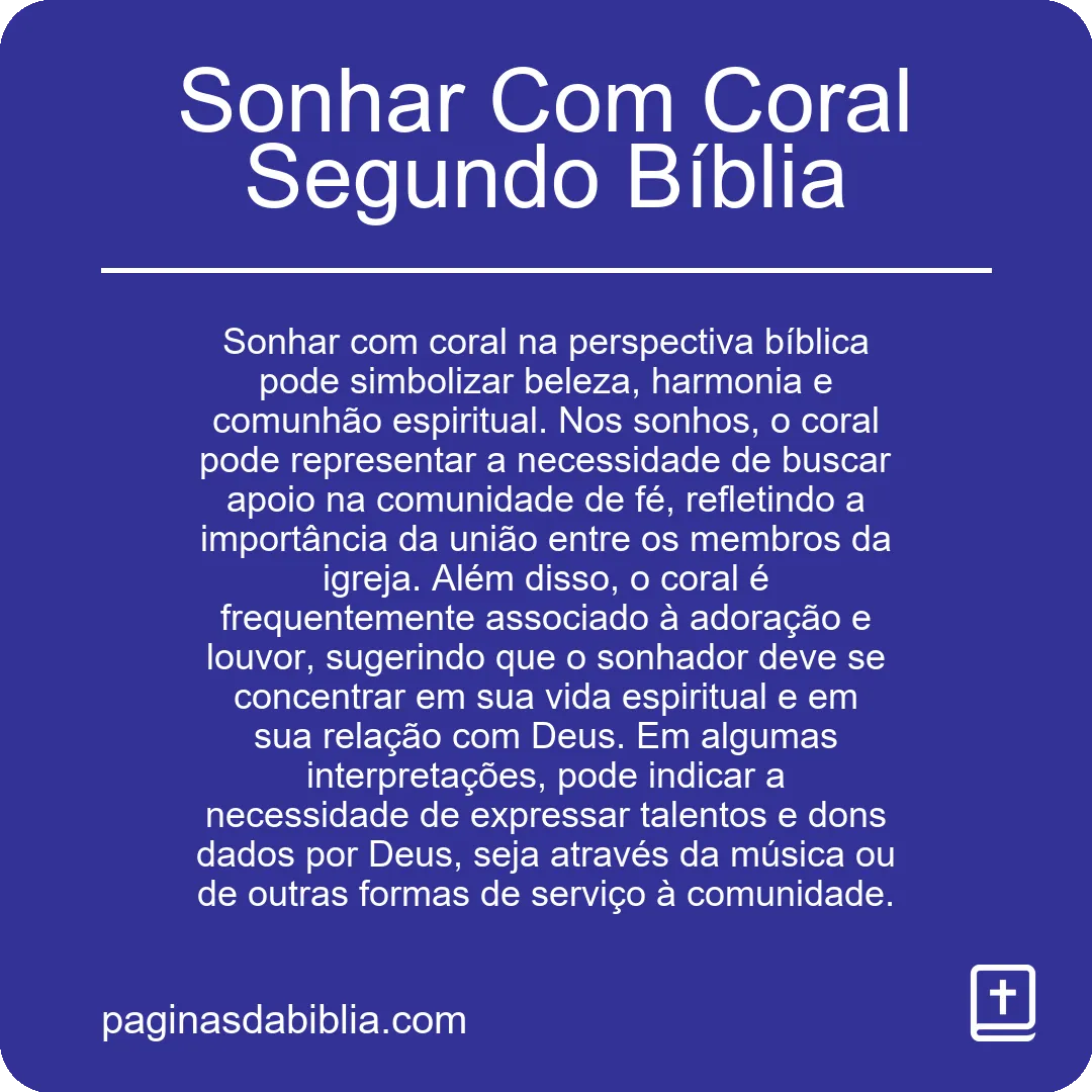 Sonhar Com Coral Segundo Bíblia