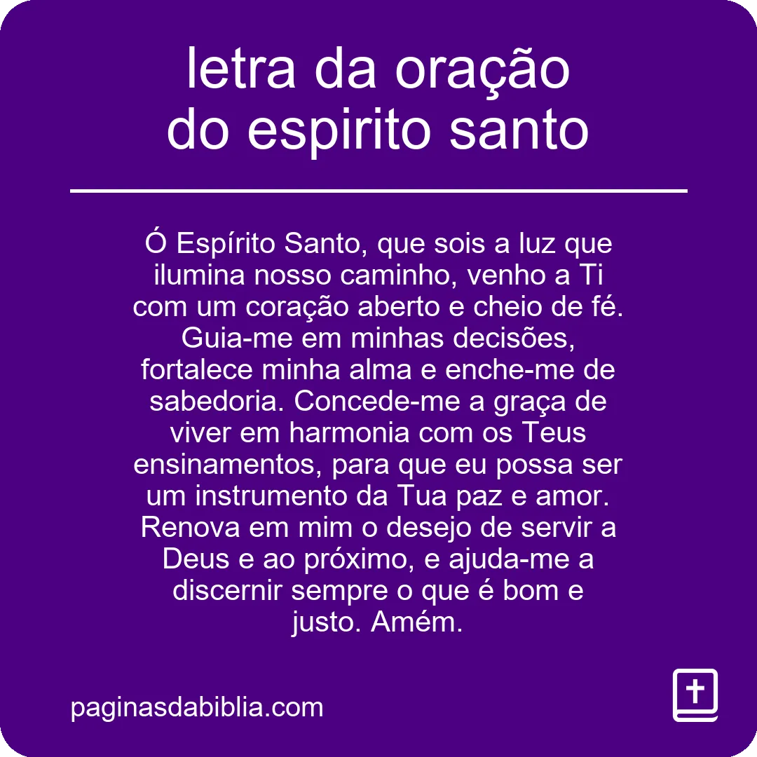 letra da oração do espirito santo