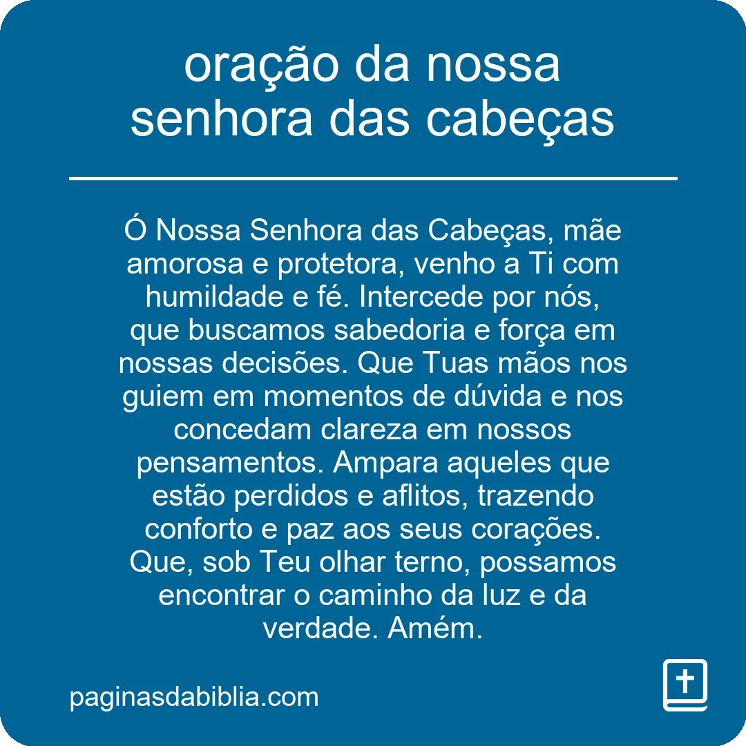 oração da nossa senhora das cabeças