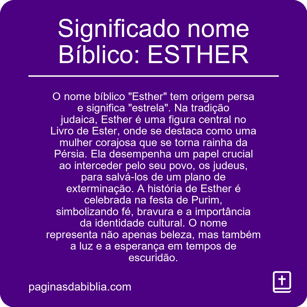 Significado nome Bíblico: ESTHER