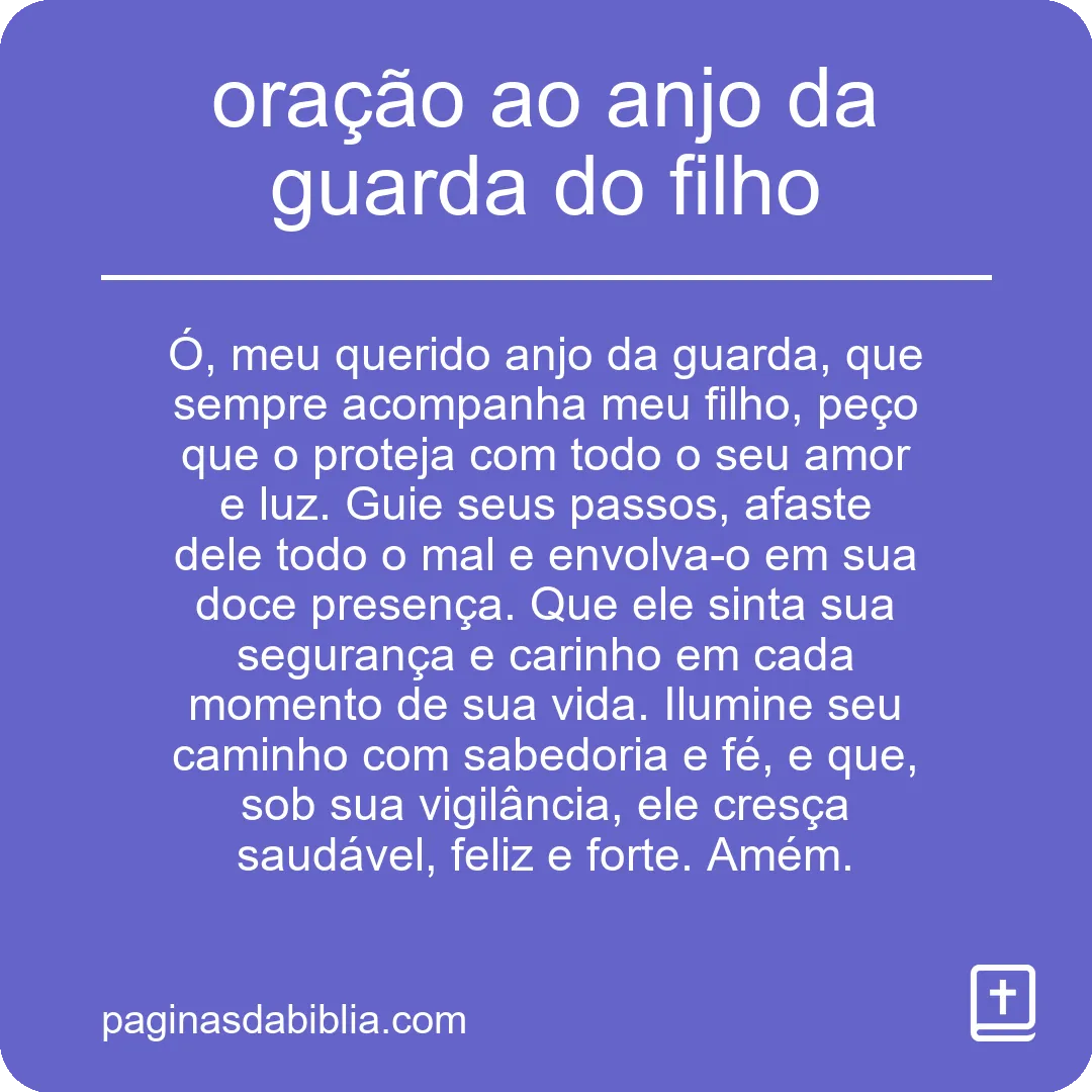 oração ao anjo da guarda do filho