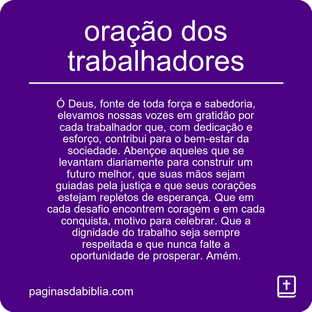 oração dos trabalhadores