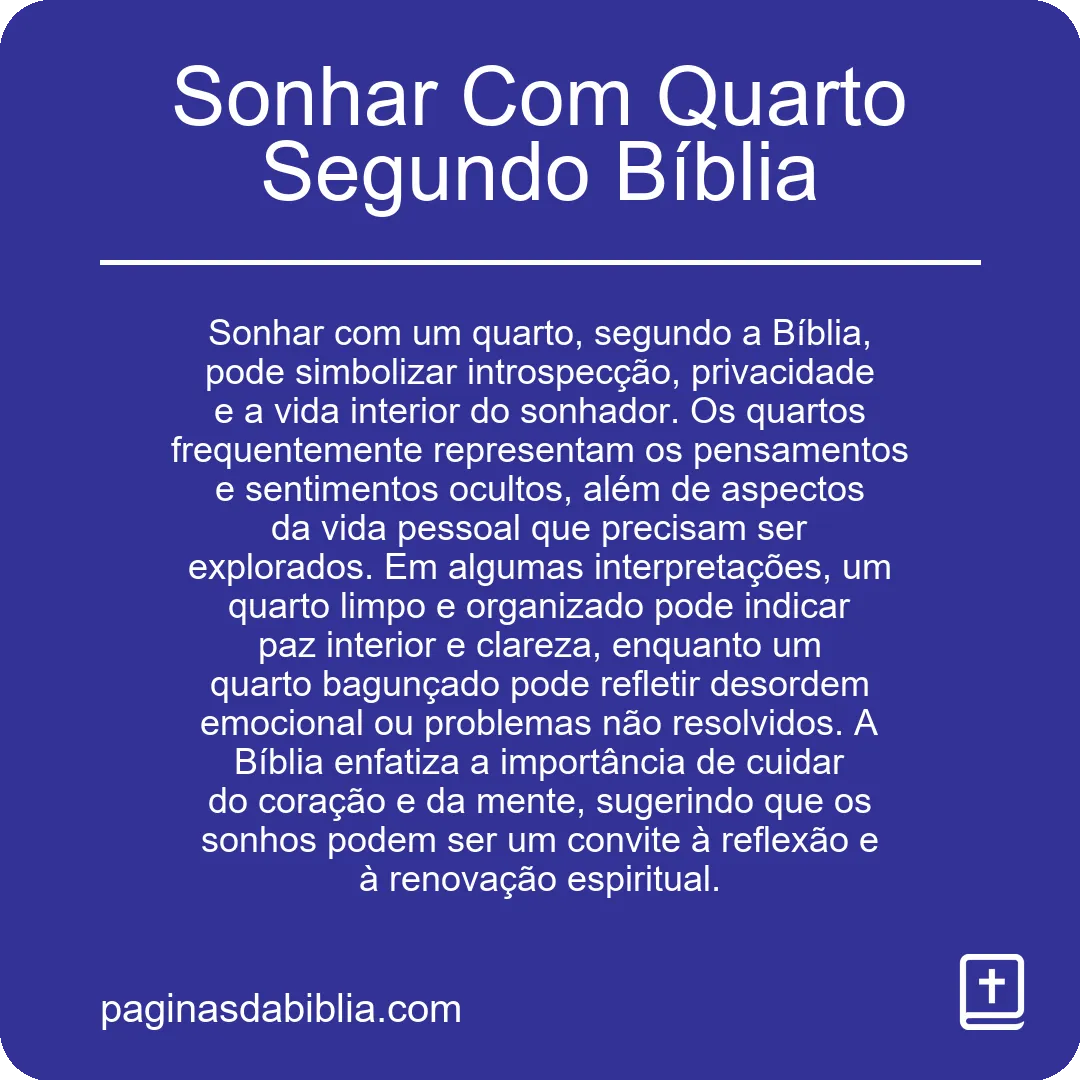 Sonhar Com Quarto Segundo Bíblia