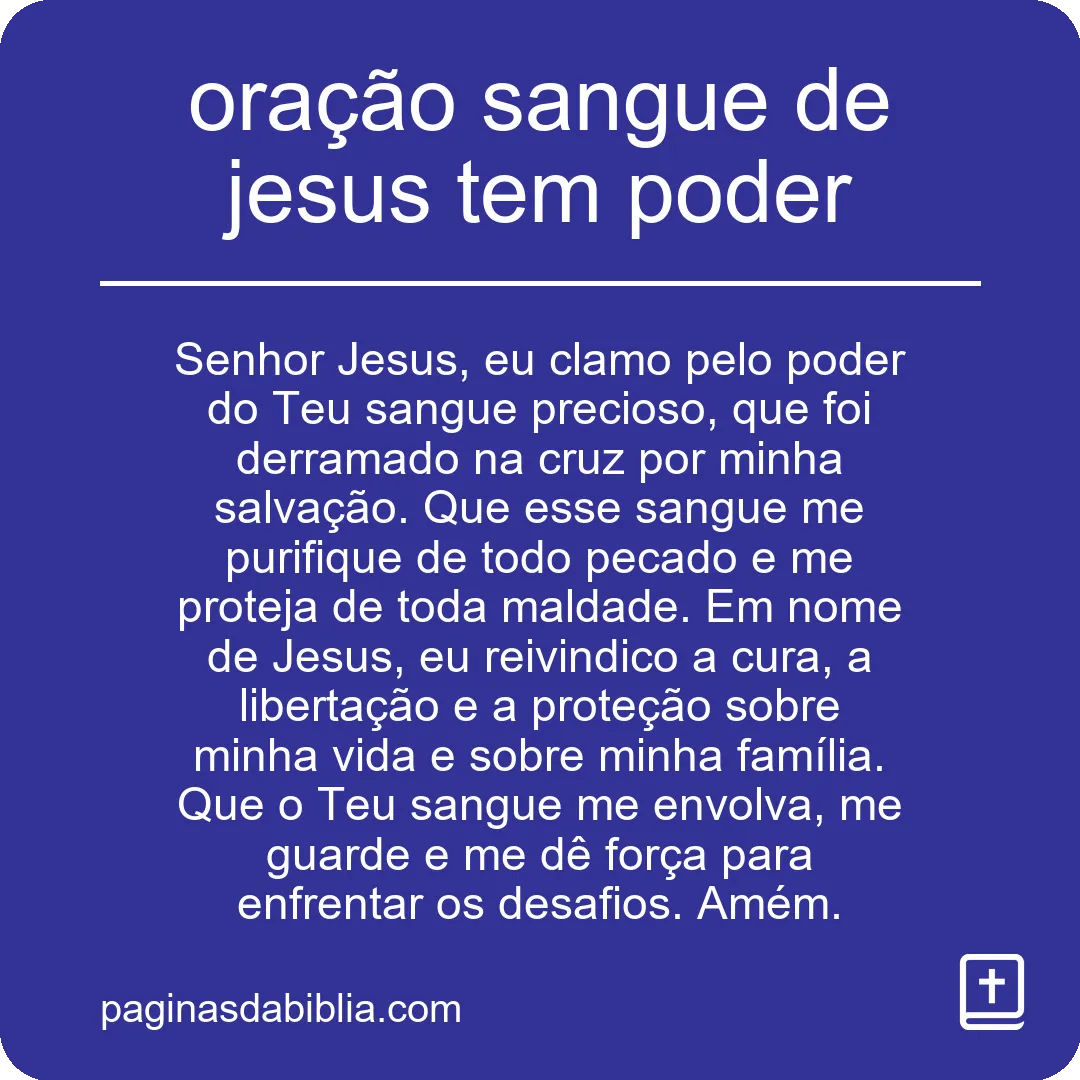 oração sangue de jesus tem poder