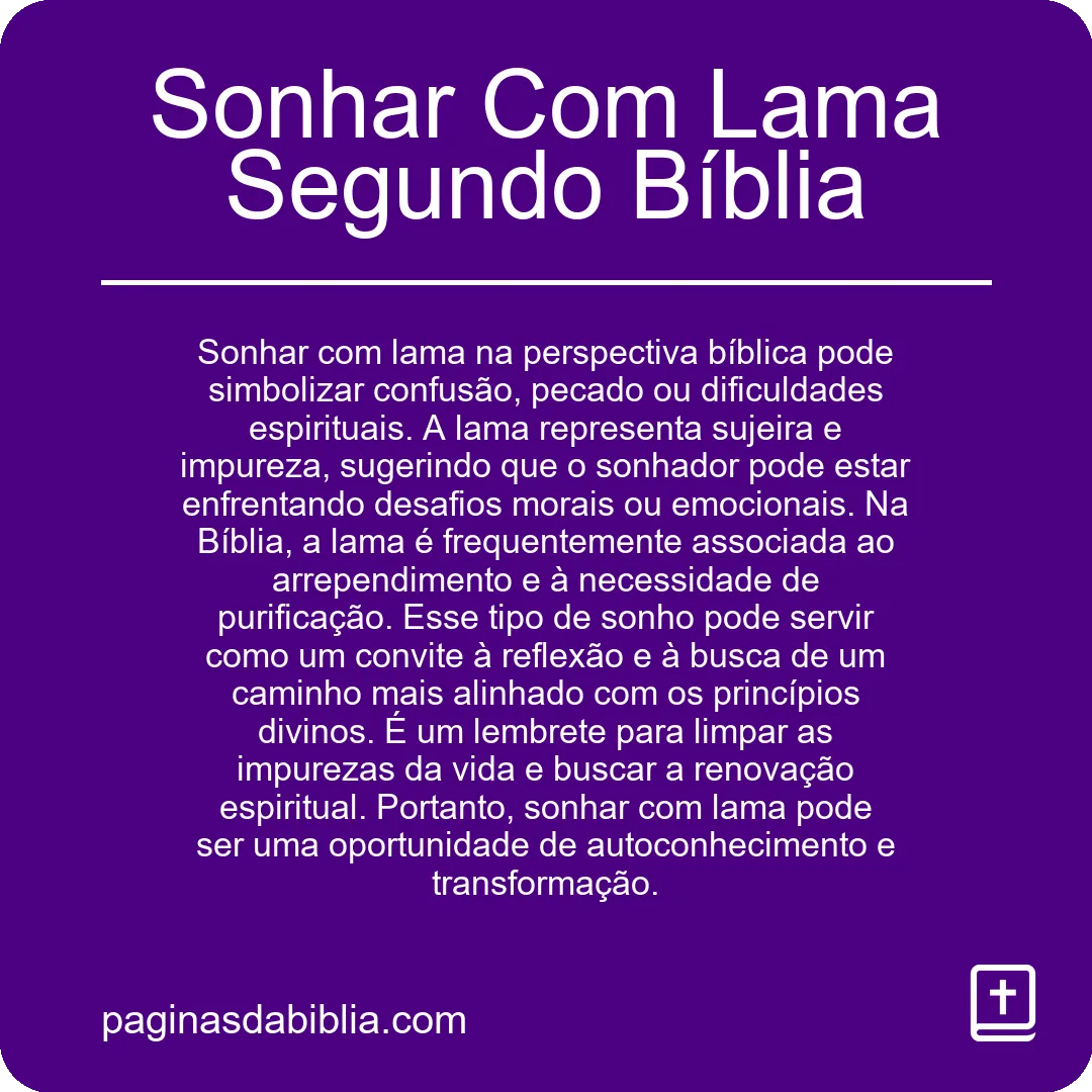 Sonhar Com Lama Segundo Bíblia