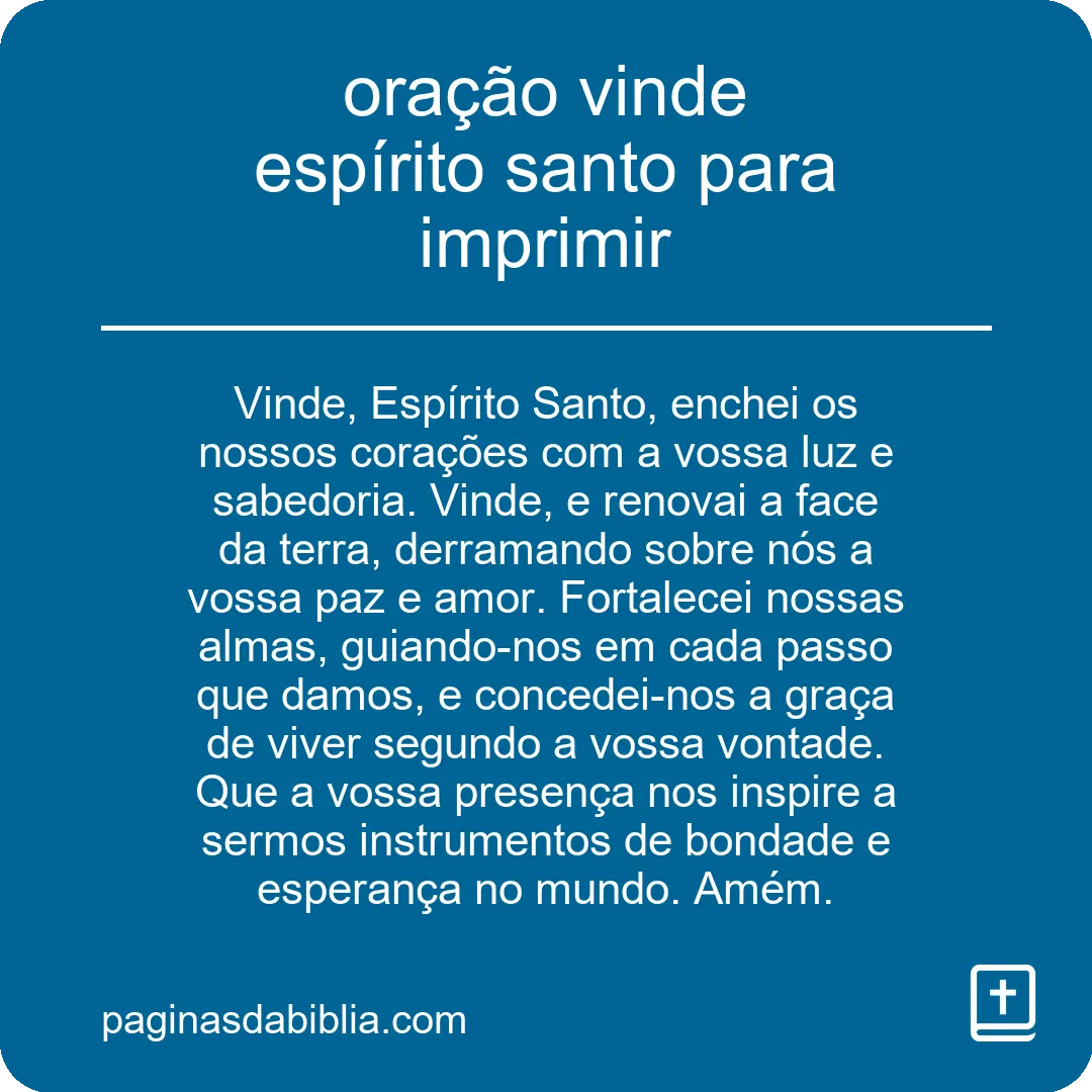 oração vinde espírito santo para imprimir