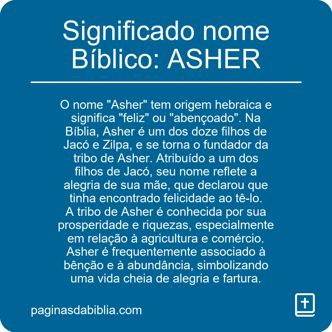 Significado nome Bíblico: ASHER