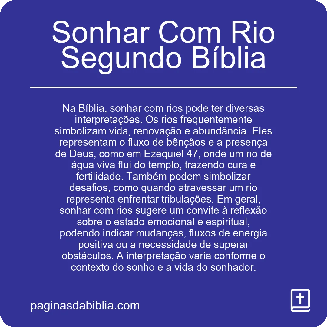 Sonhar Com Rio Segundo Bíblia