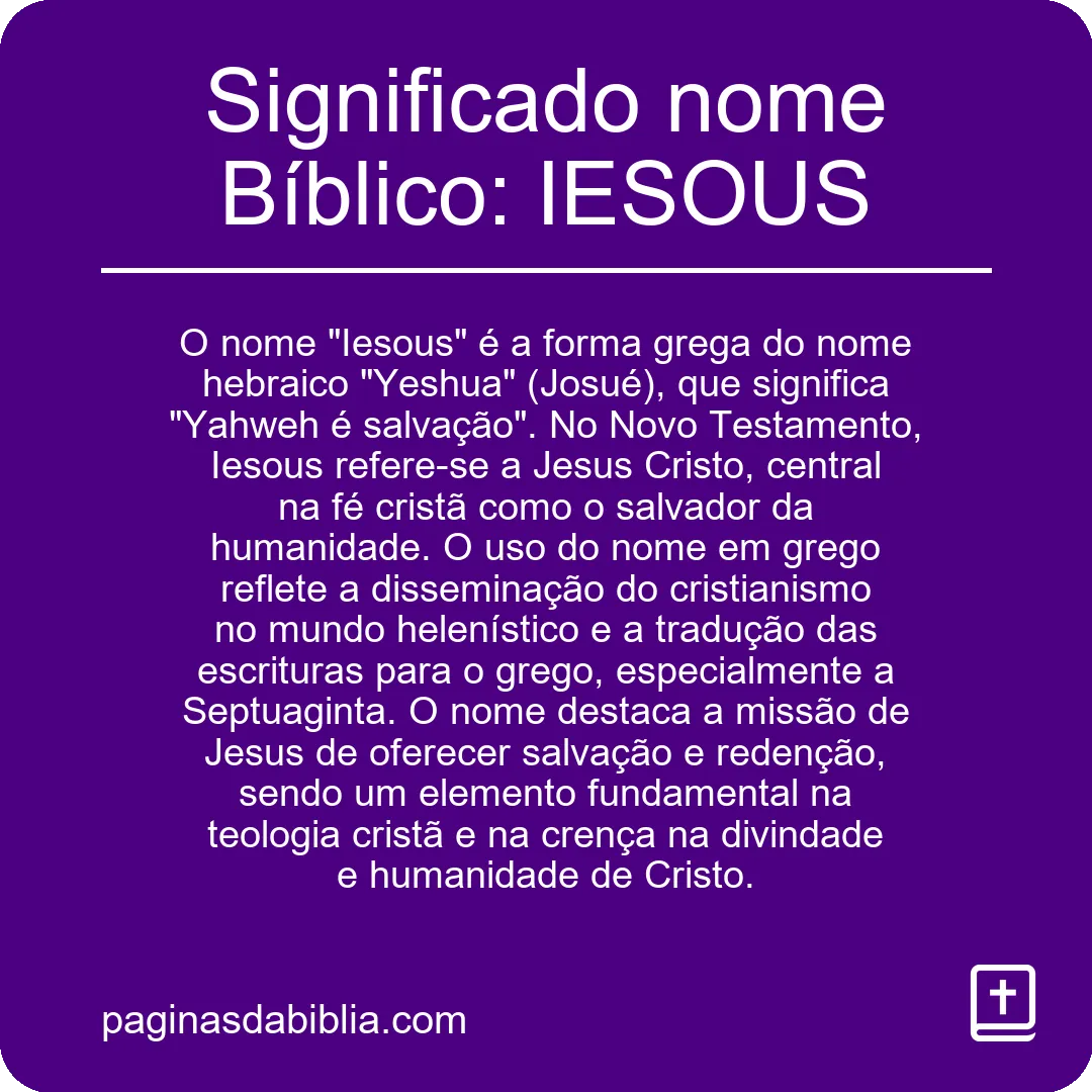 Significado nome Bíblico: IESOUS