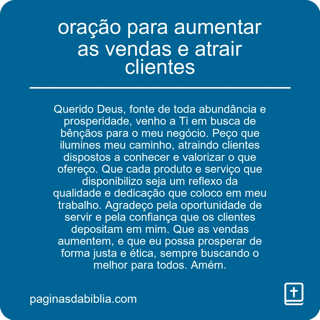 oração para aumentar as vendas e atrair clientes