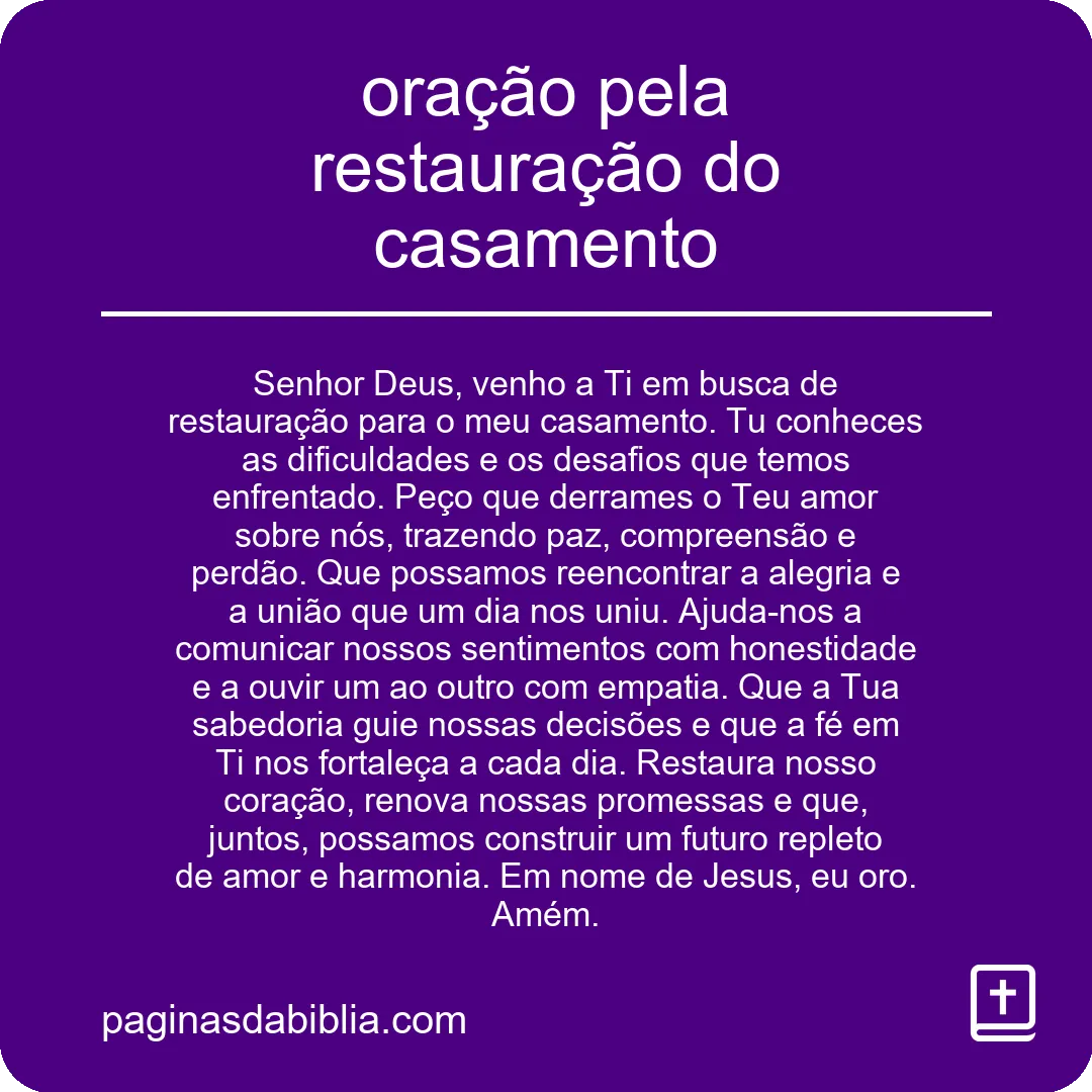 oração pela restauração do casamento