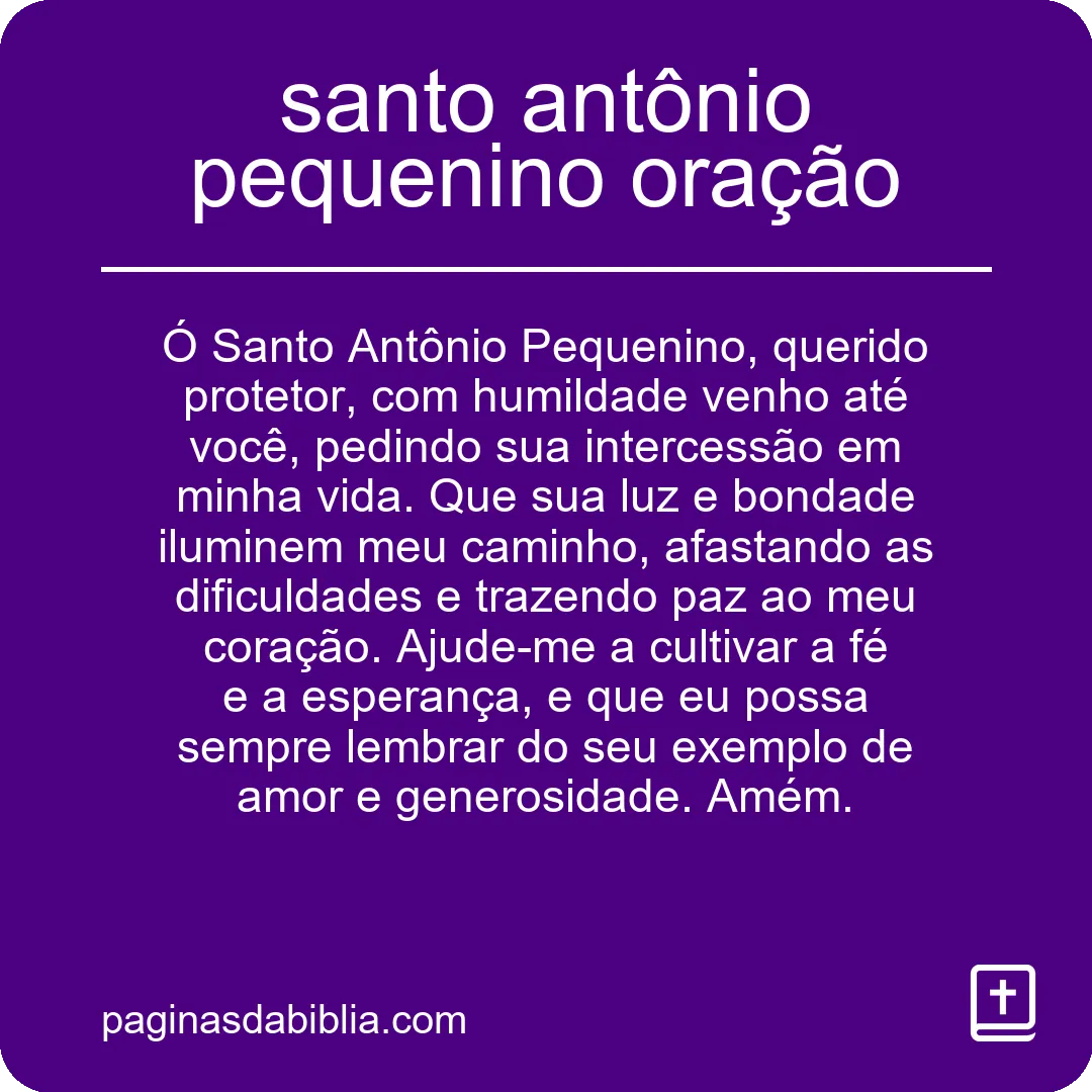 santo antônio pequenino oração