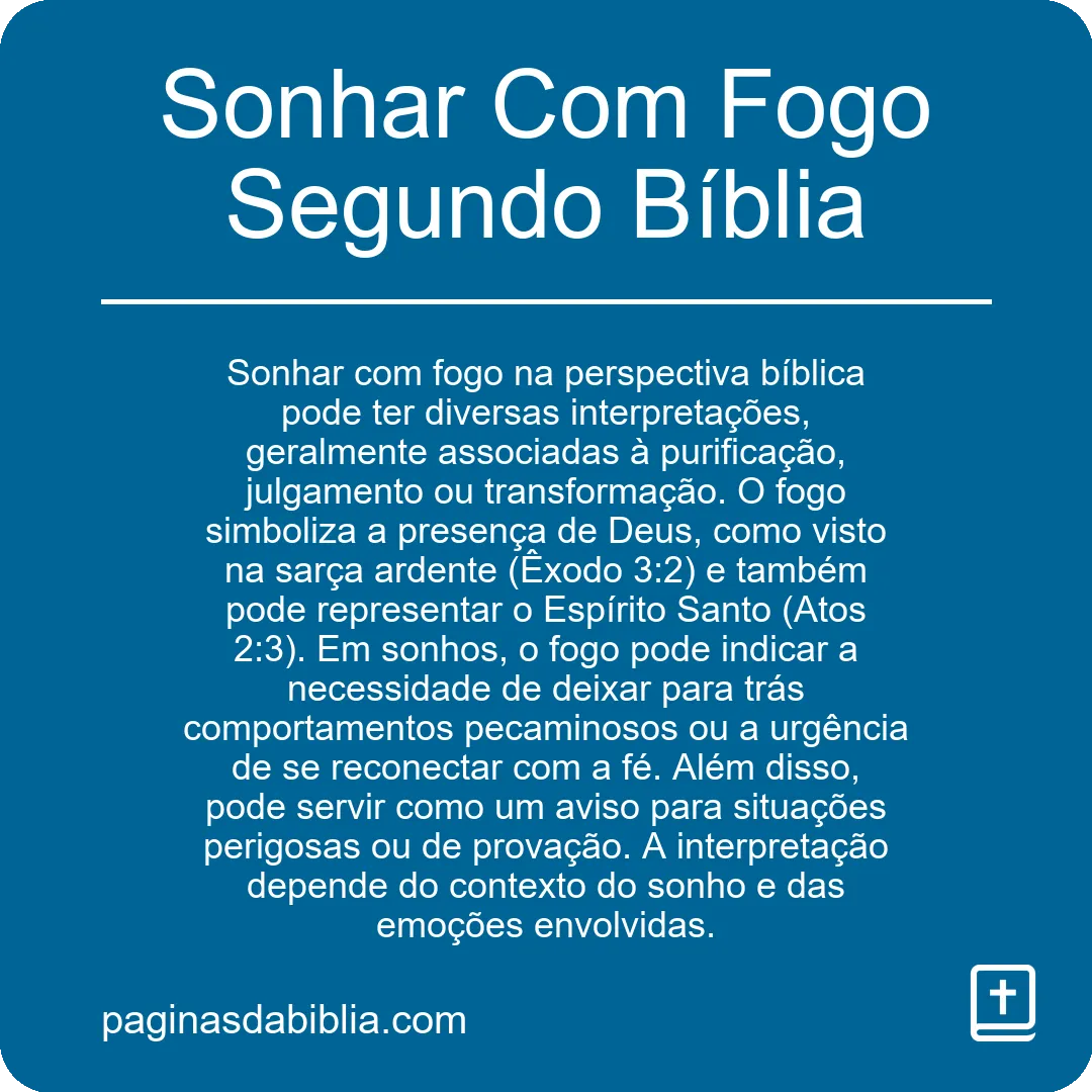 Sonhar Com Fogo Segundo Bíblia