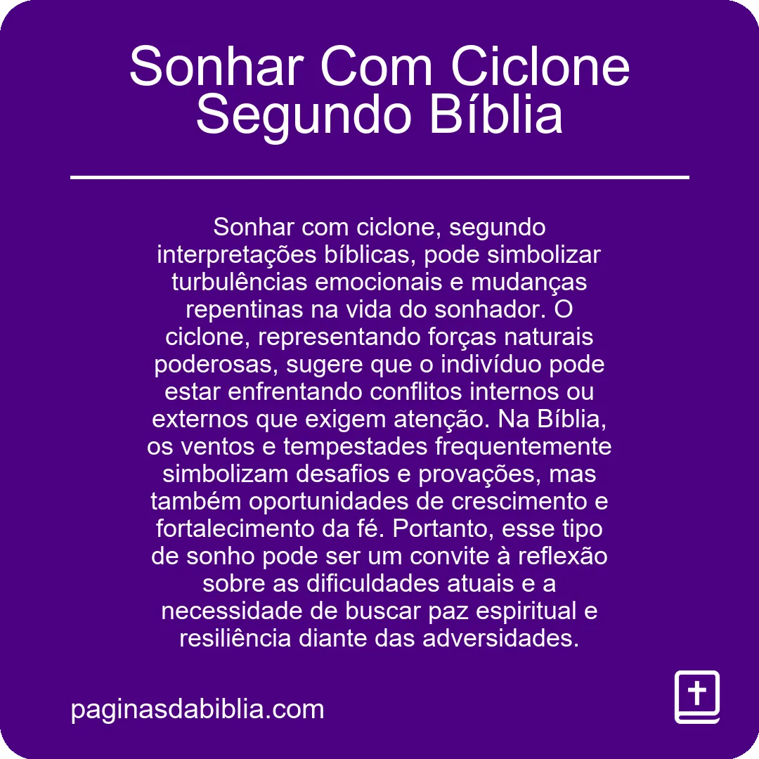 Sonhar Com Ciclone Segundo Bíblia